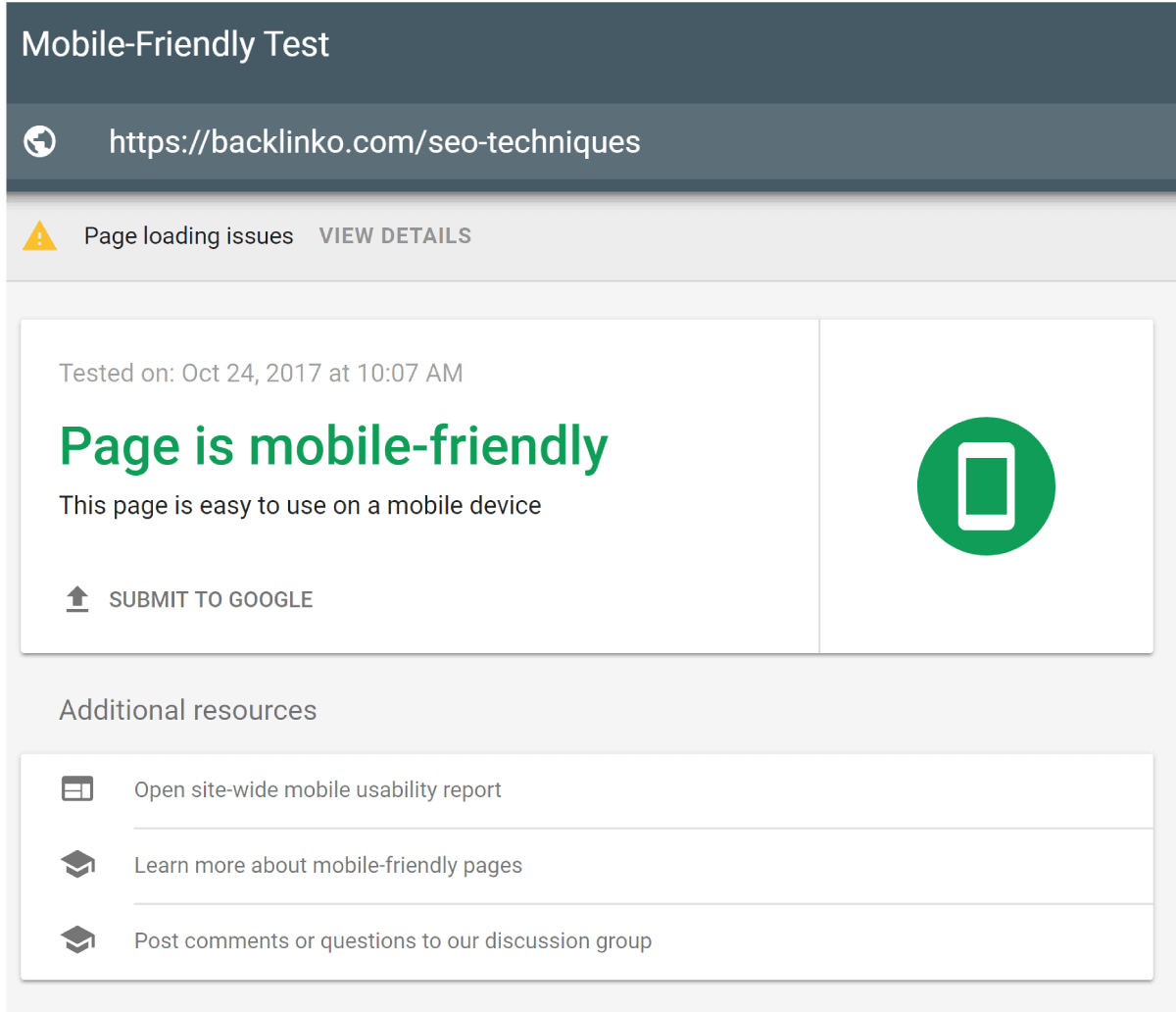 Mobile Friendly Report
