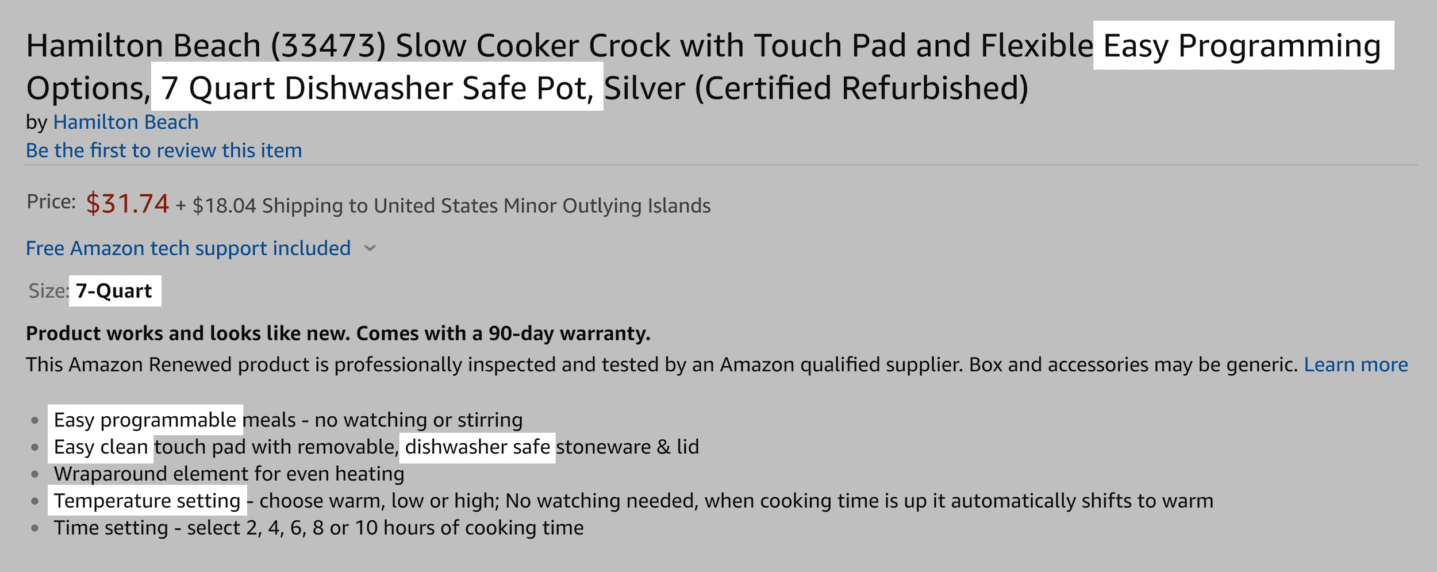 Amazon – Slow cookers – Detail