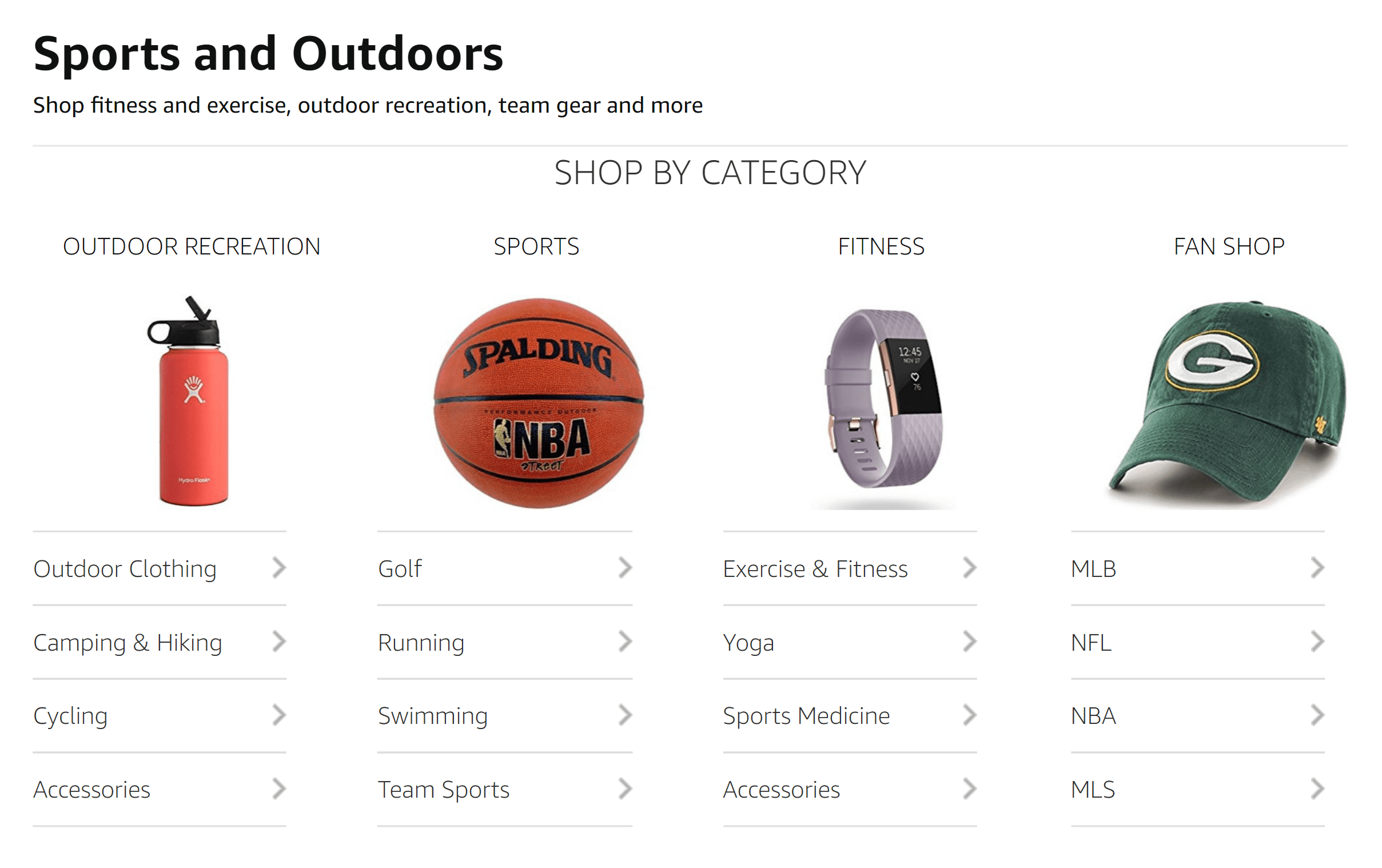Amazon – Sports and outdoors category