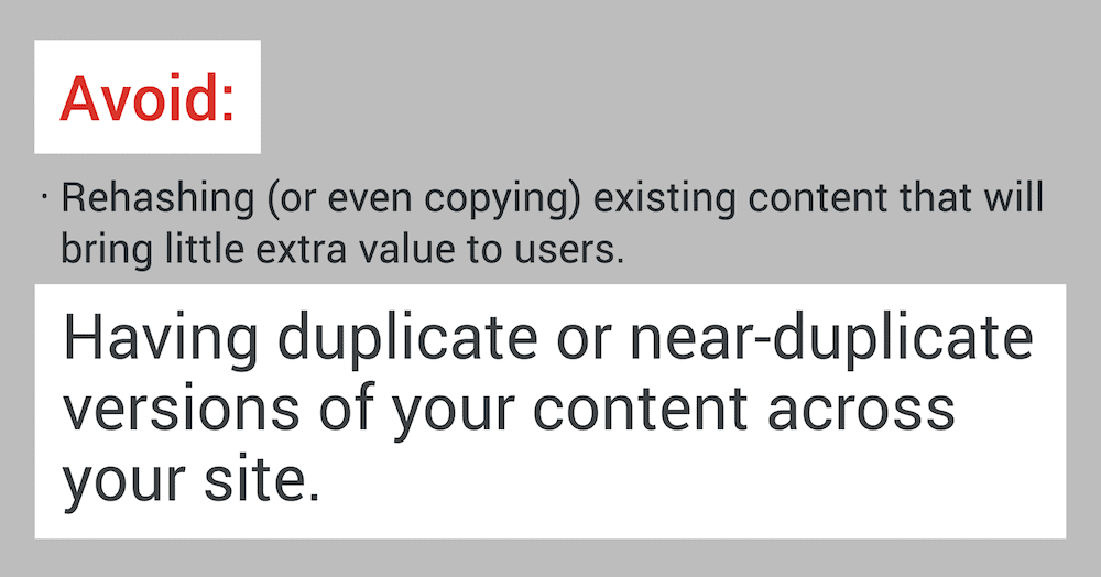 Avoid duplicate content