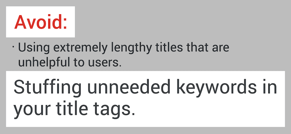 Avoid stuffing un-needed keywords in your title