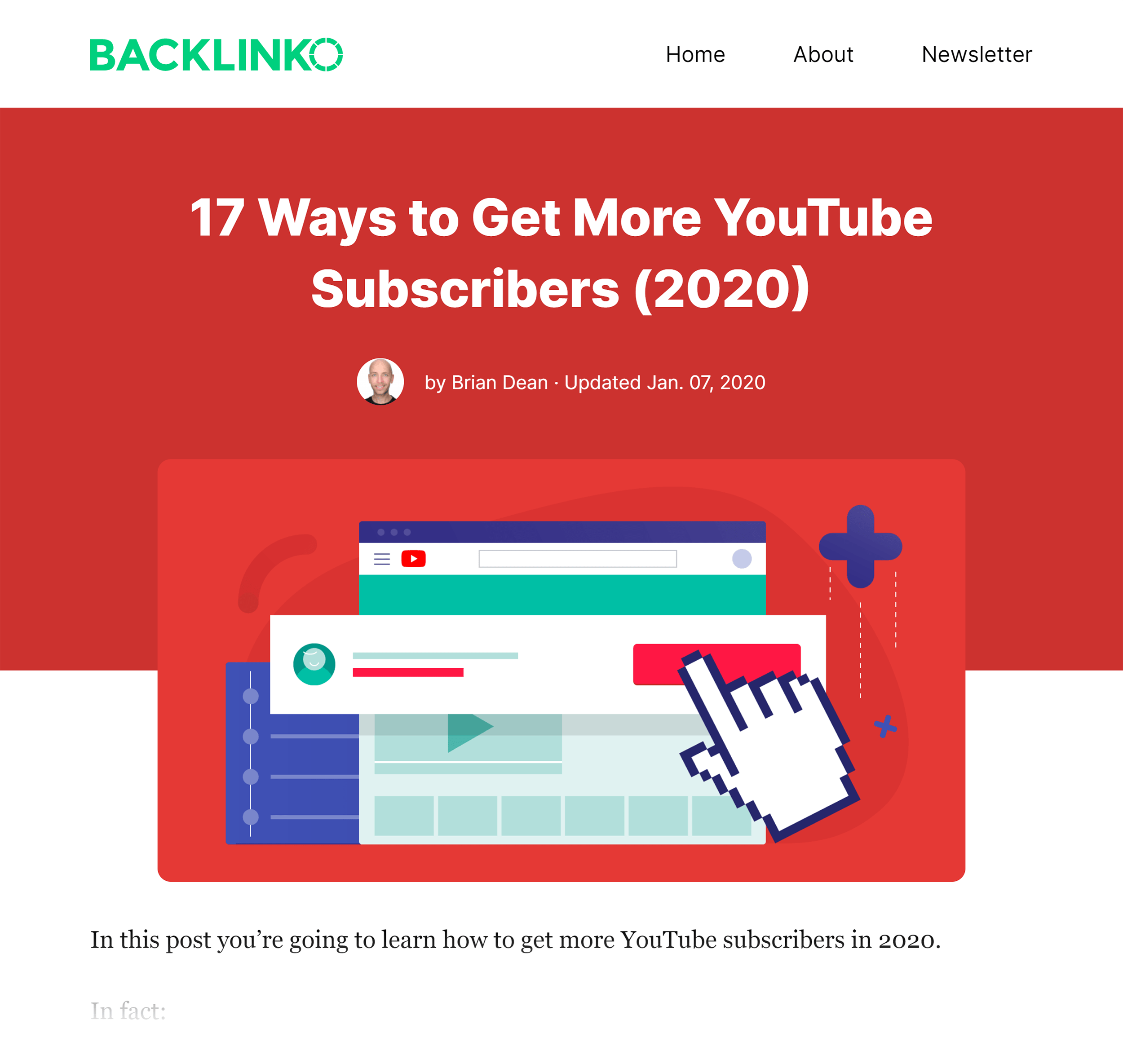 Backlinko – How To Get YouTube Subscribers Post