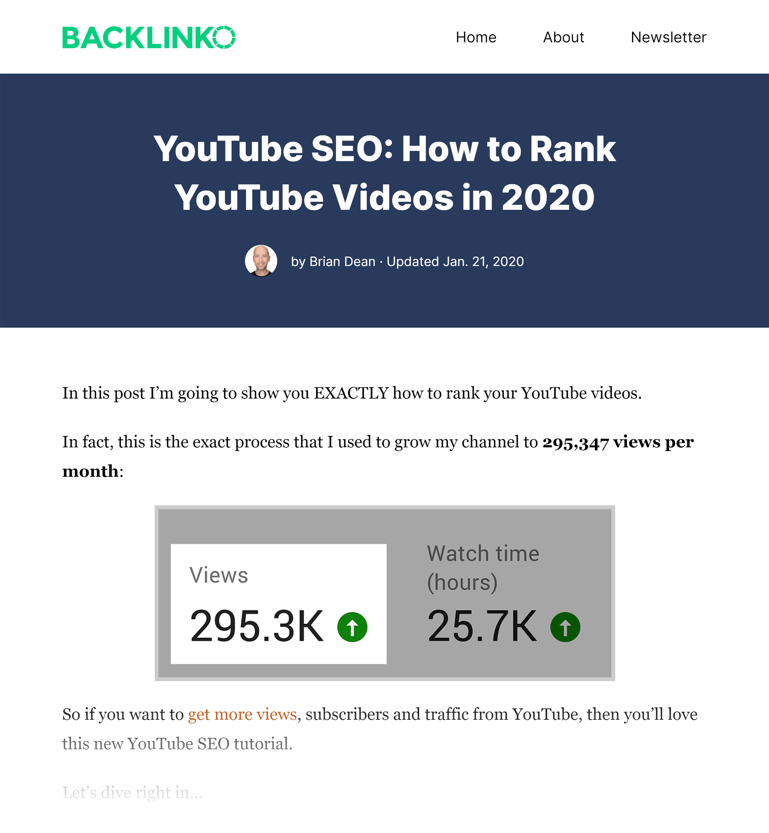 Backlinko – How To Rank YouTube Videos Post