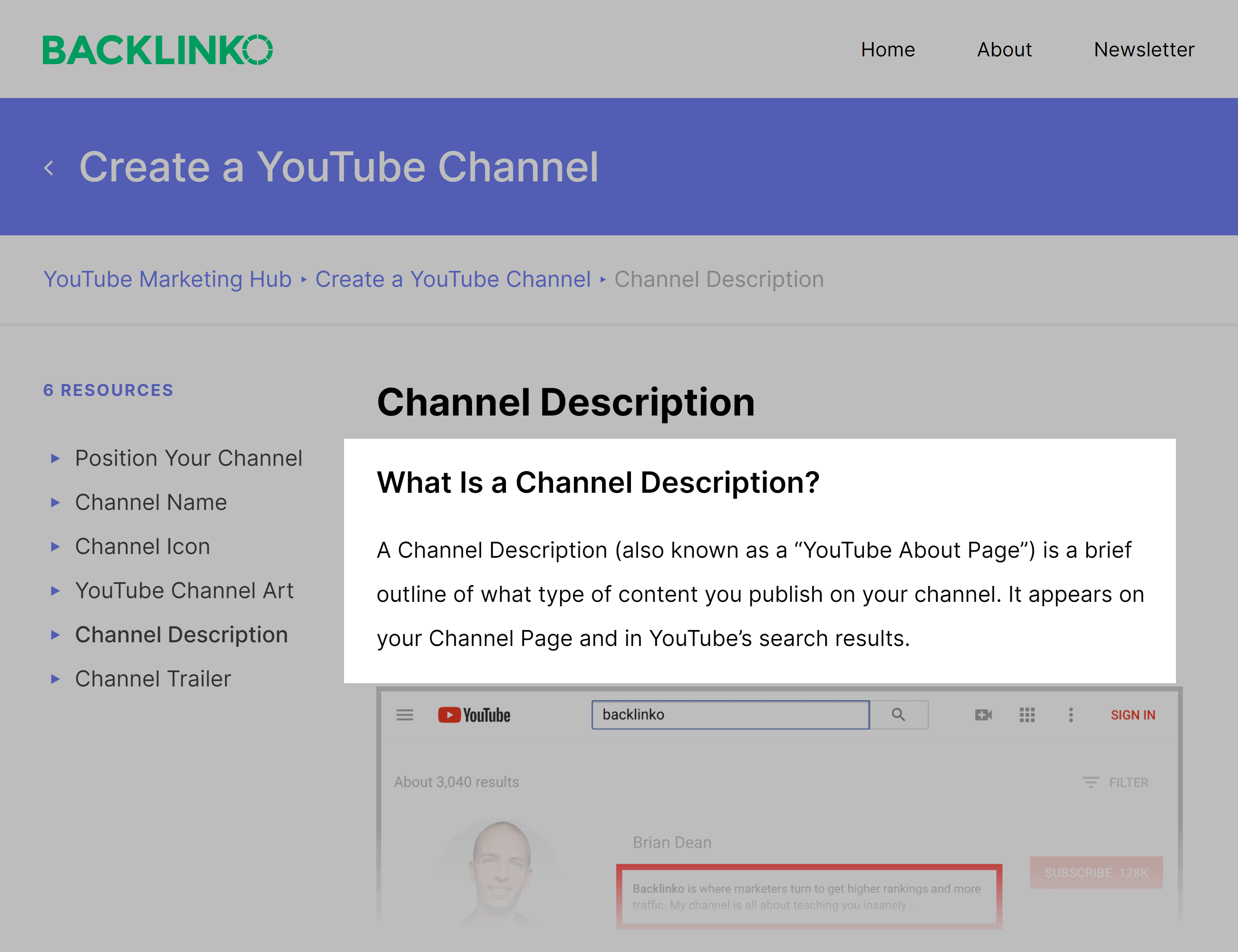 Backlinko – Hub – YouTube – Channel description