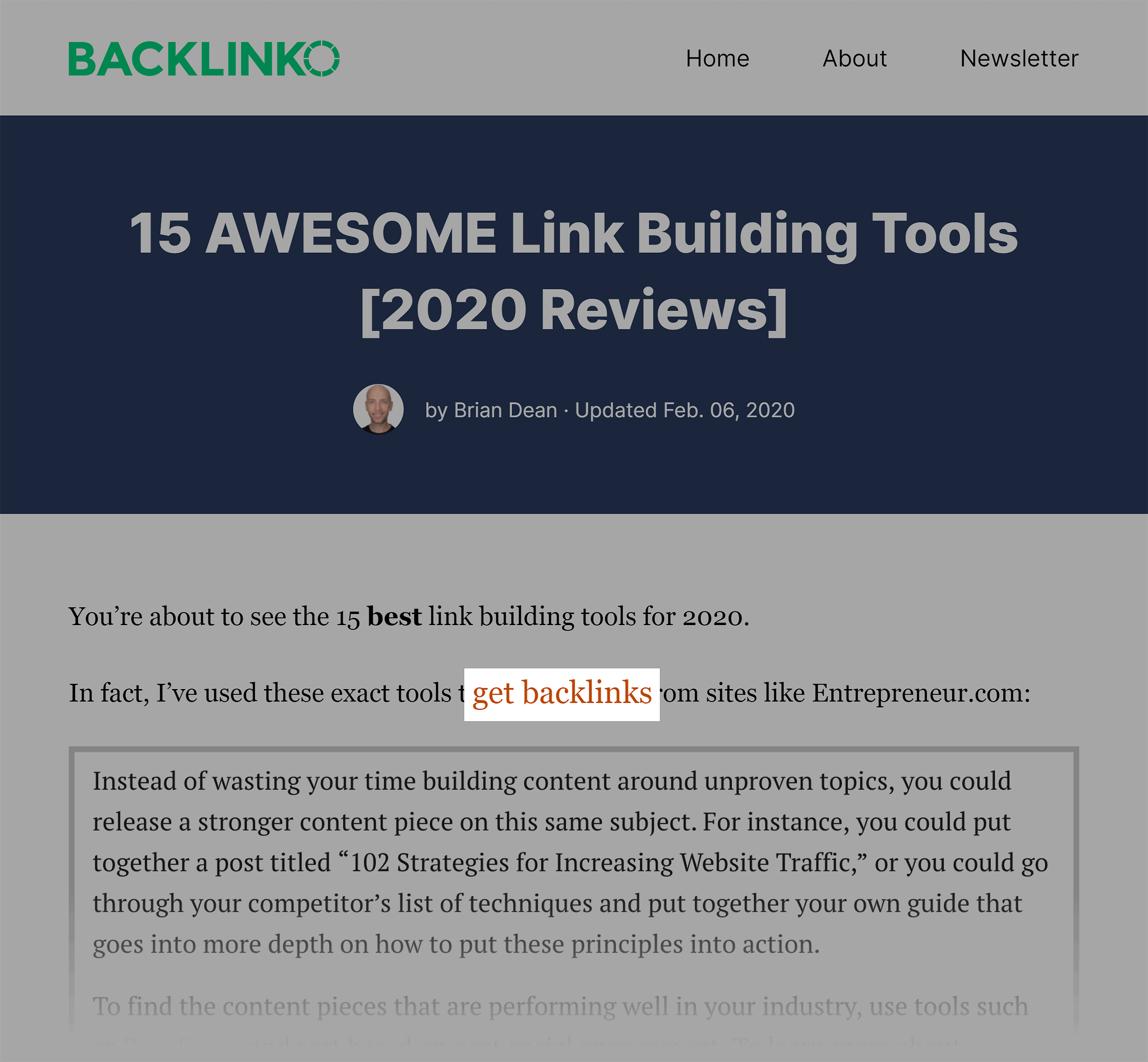 Backlinko – Link Building Tools Post