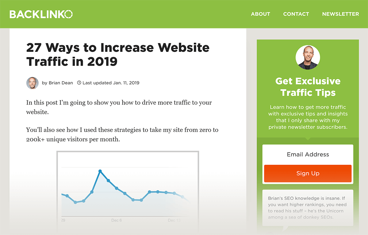 Backlinko post "Increase Website Traffic"