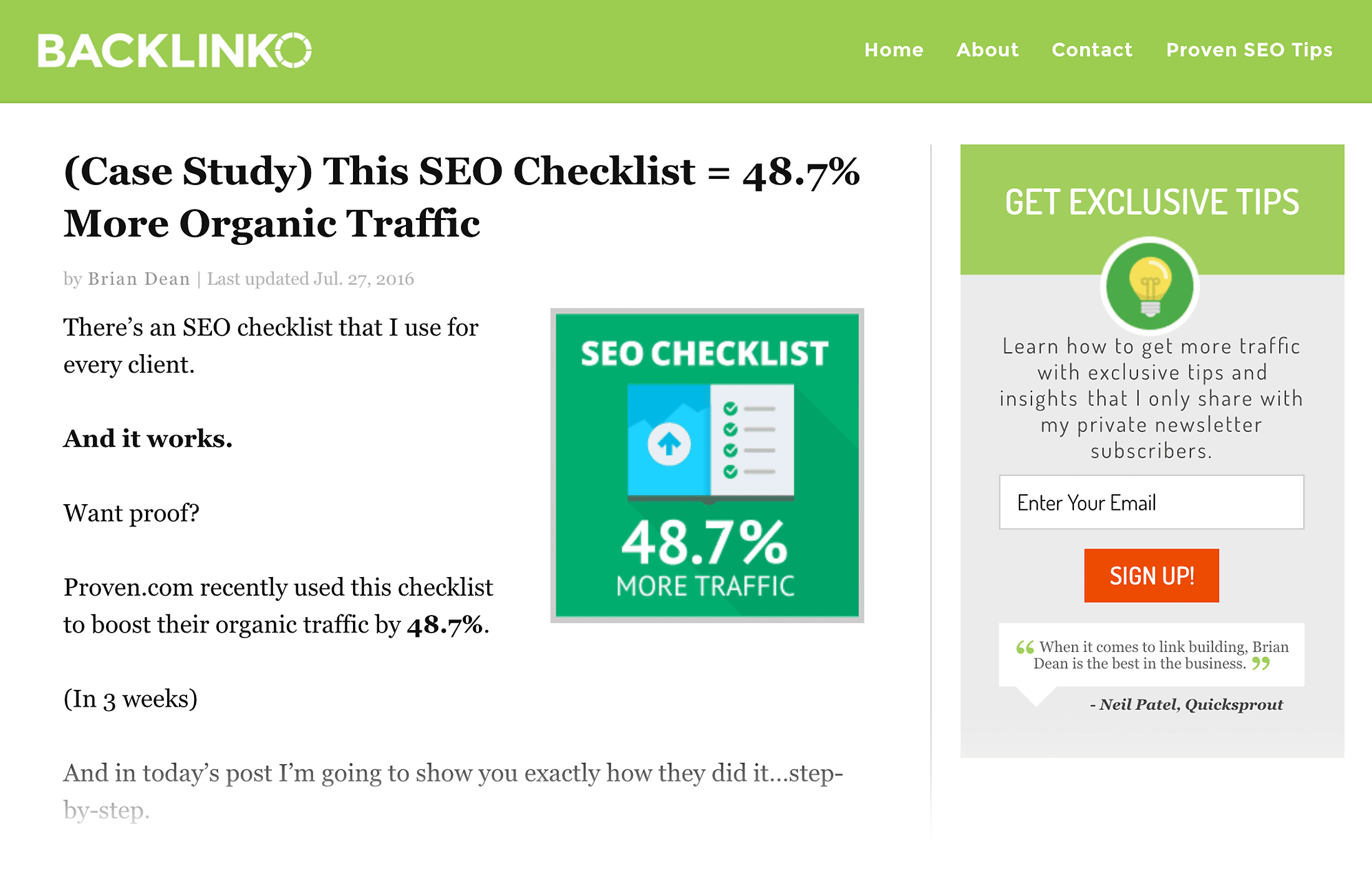 Backlinko – SEO checklist 2016