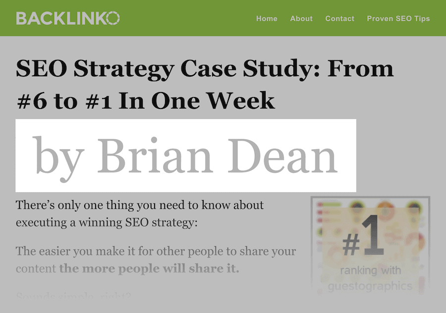 Backlinko "SEO Strategy" case study – Author