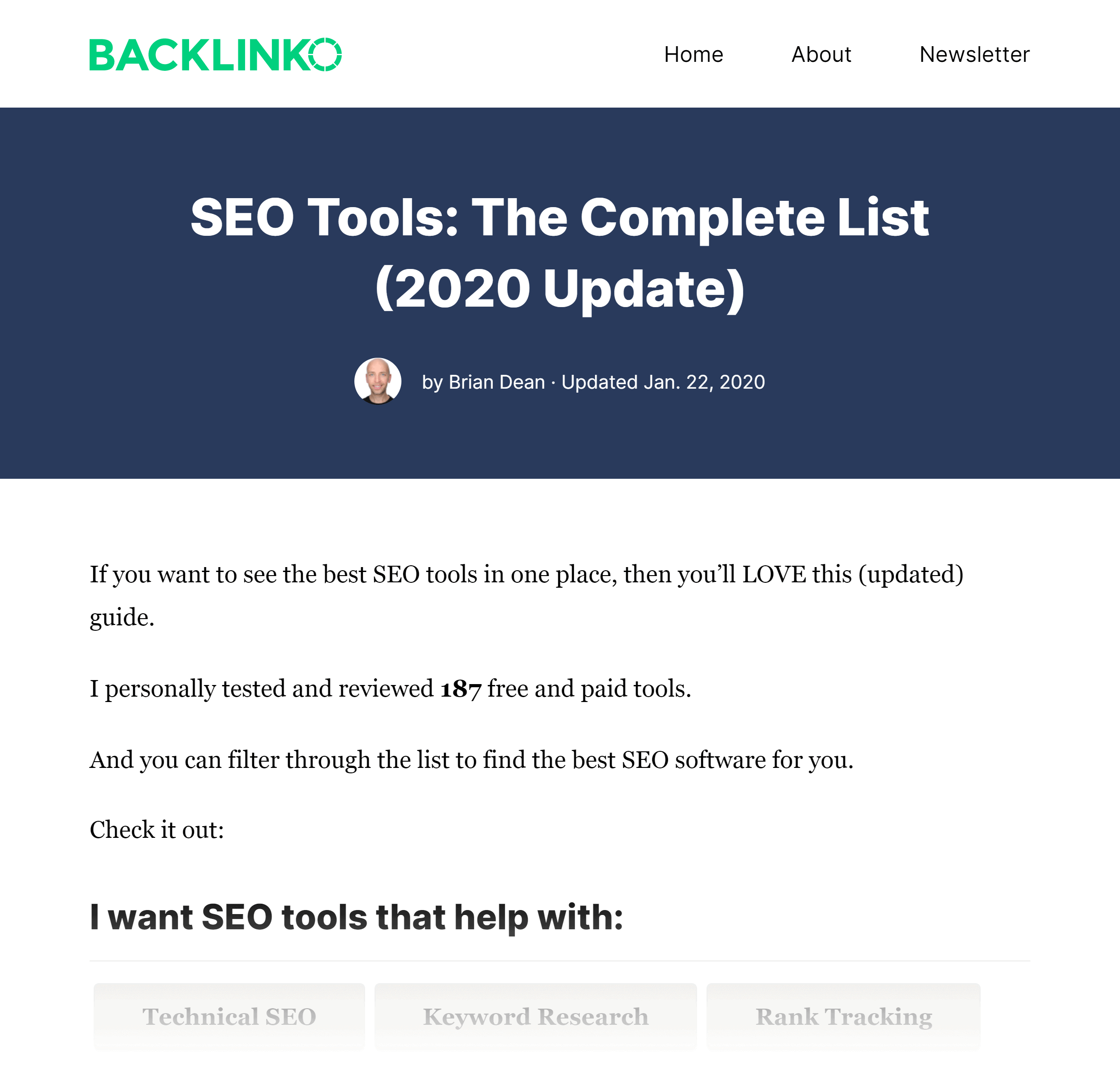 Backlinko – SEO Tools Post