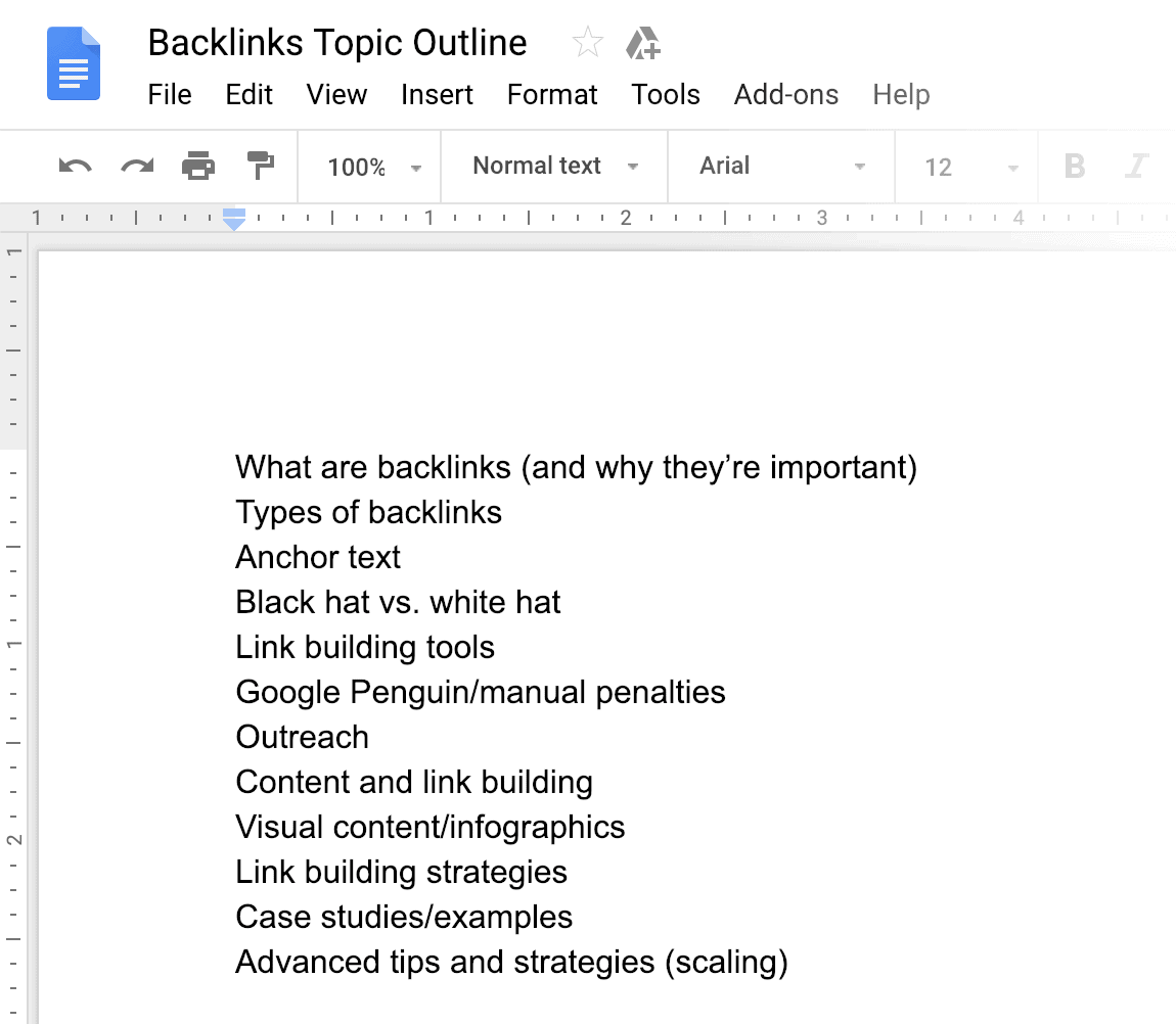Backlinks Topic Outline