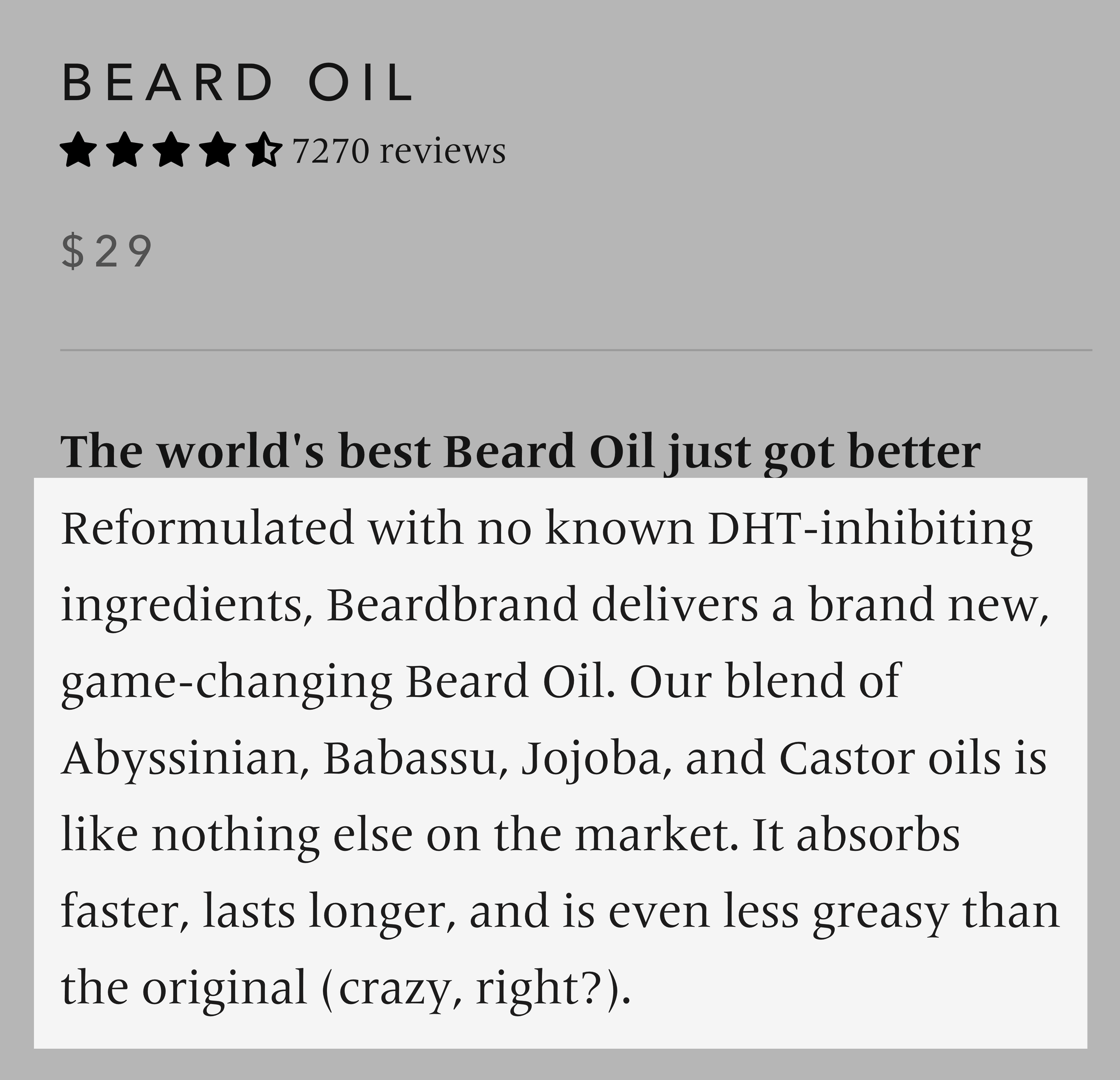 Beardbrand – Beard Oil Product Page Description