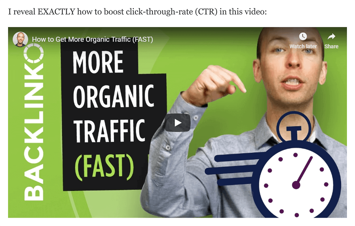 "Boost click-through rate" topic to video