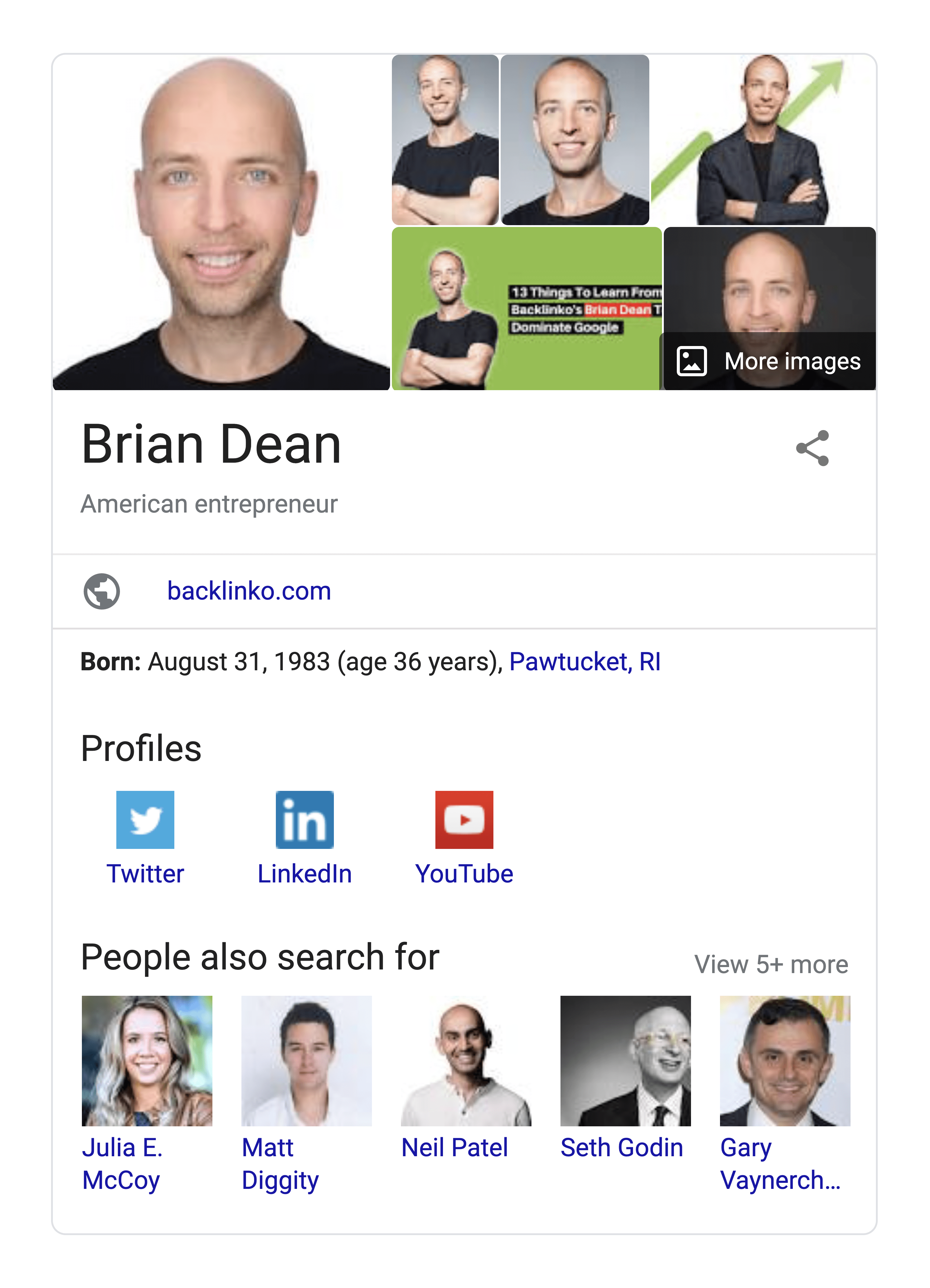 Brian Dean Google Knowledge Card