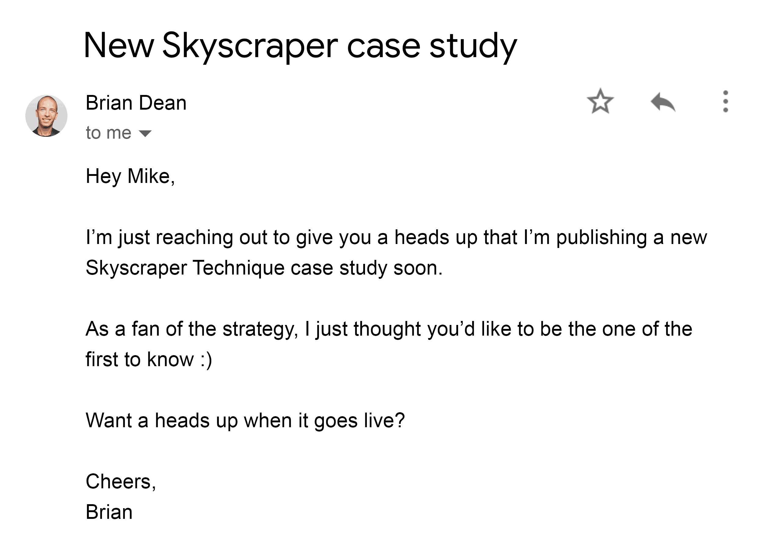 Brian – Outreach email – Skyscraper Technique