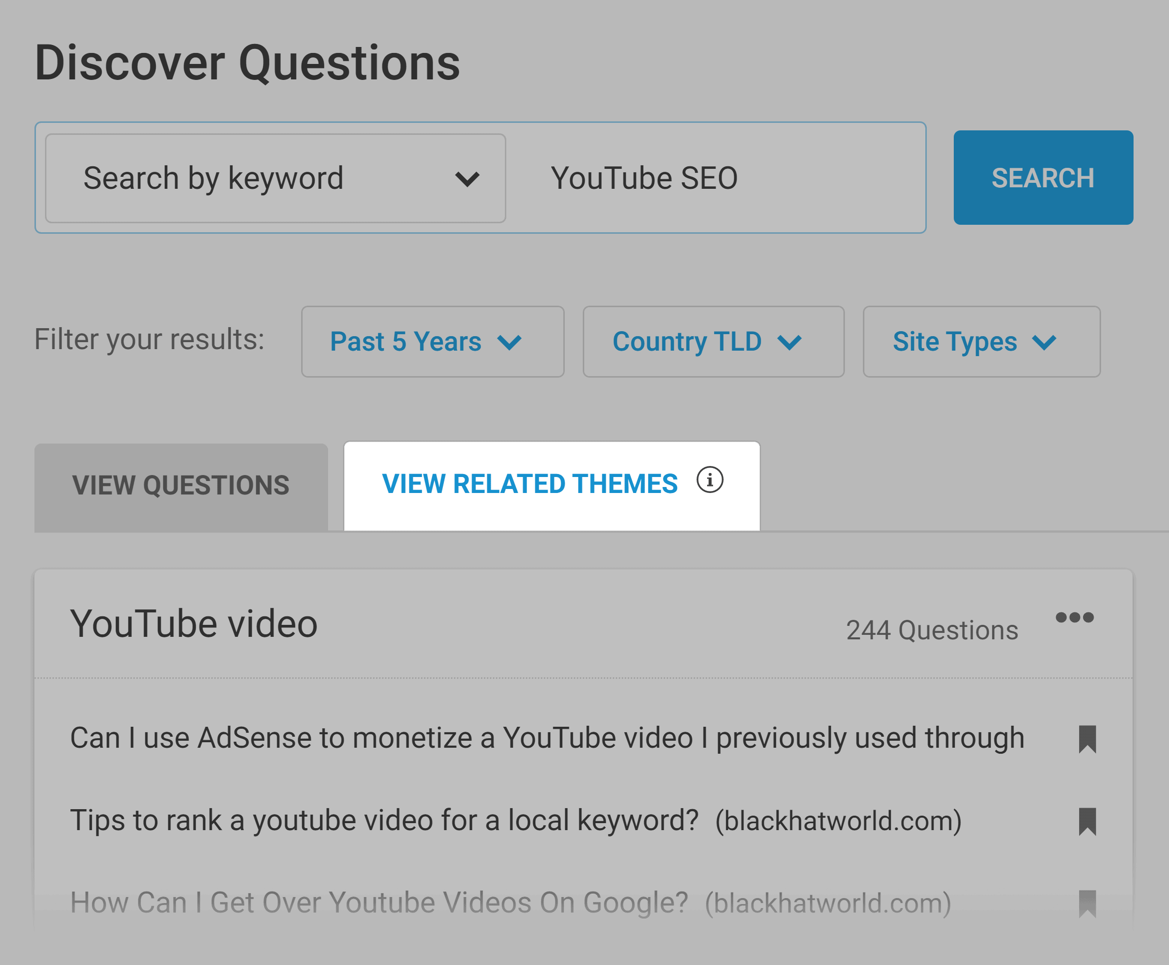 Buzzsumo – Discover Questions – Related themes