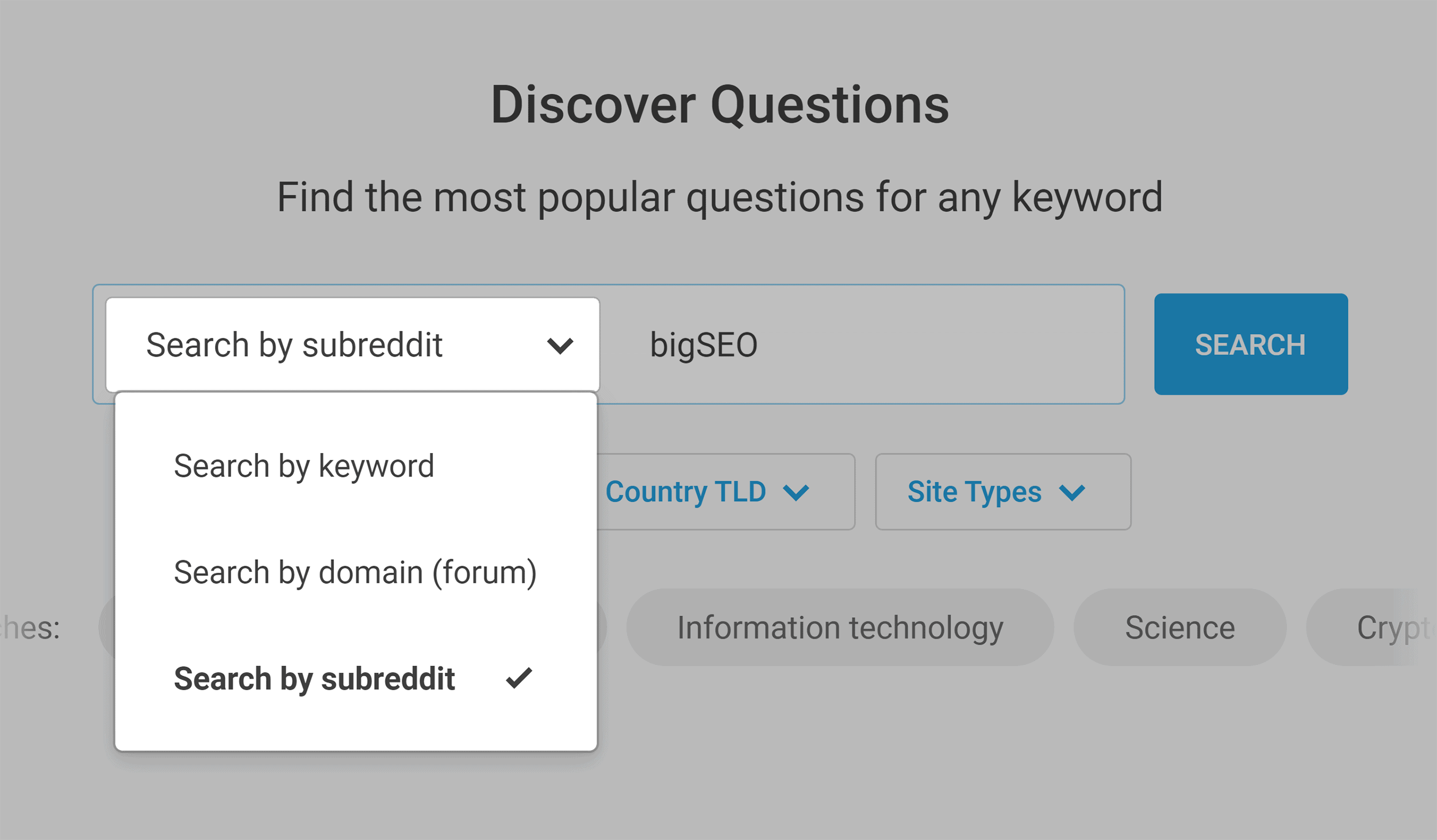 Buzzsumo – Discover Questions – Search by subreddit
