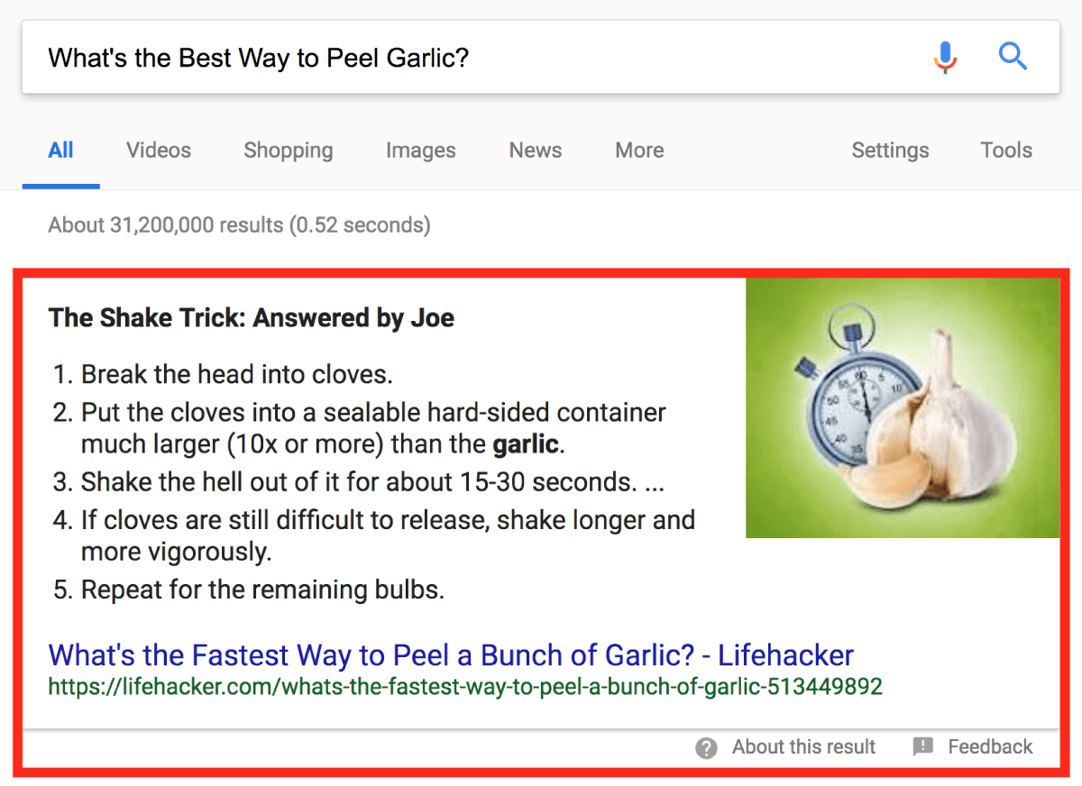 Lifehacker – Featured snippet