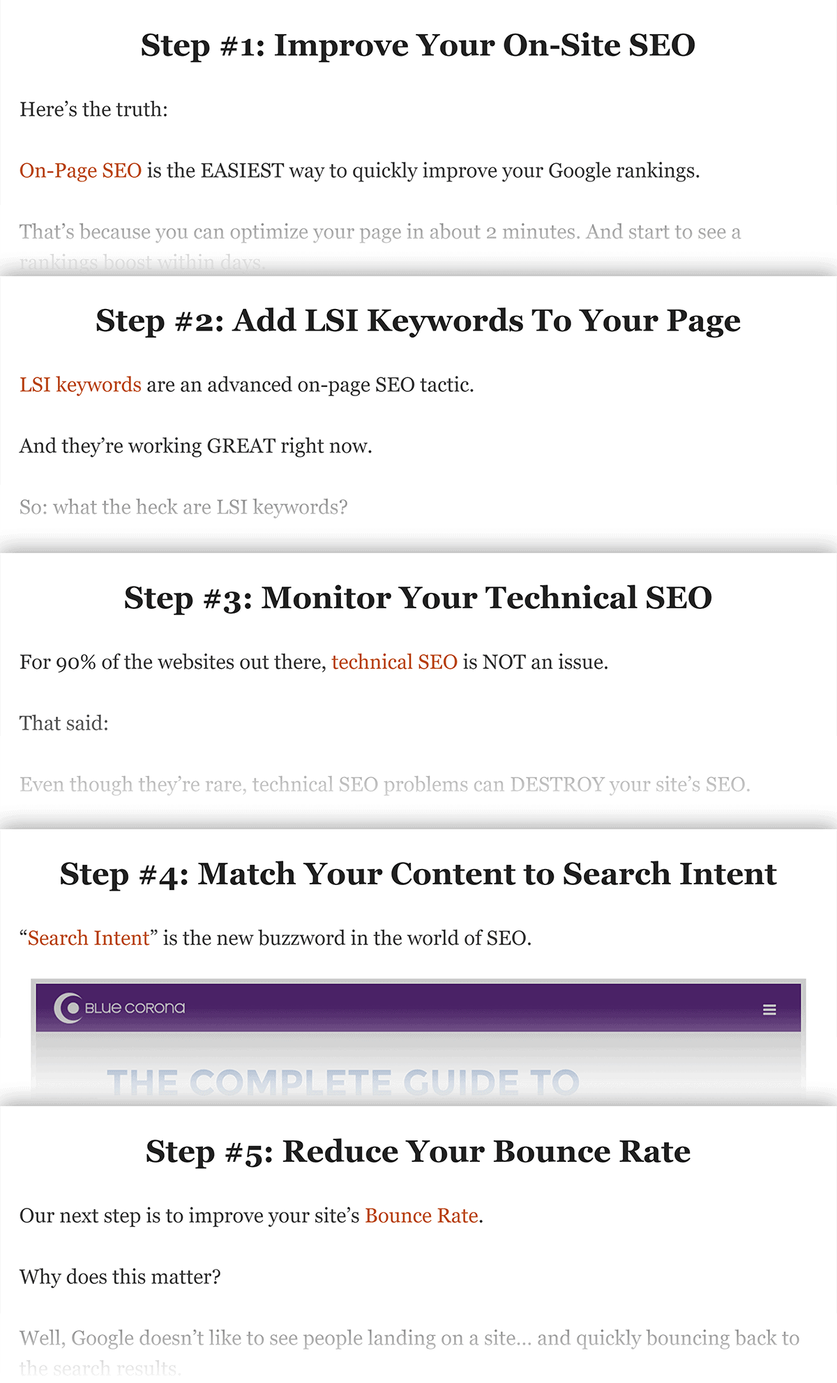 Consistent page structure on Backlinko post