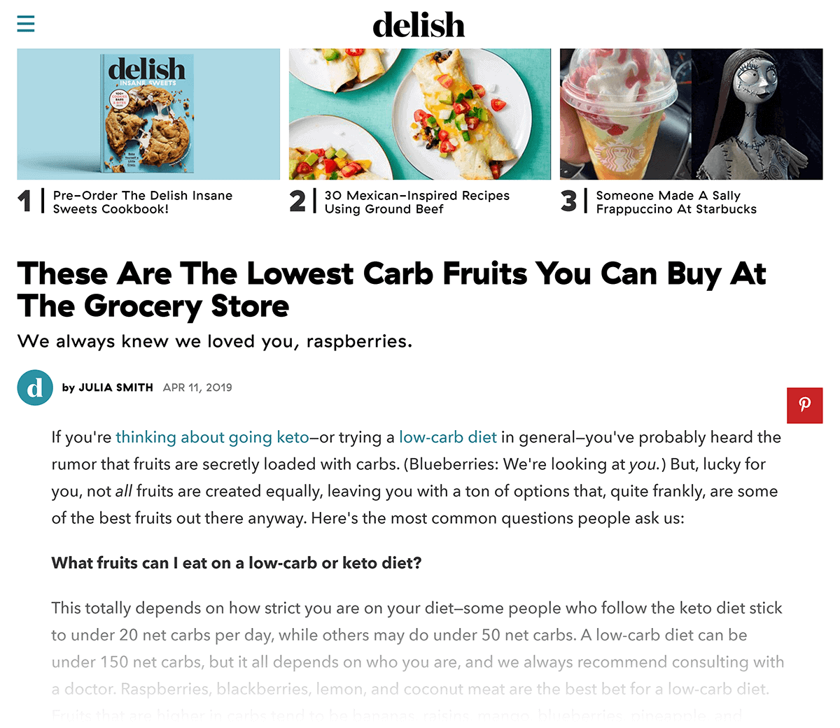 Delish low carb fruits post