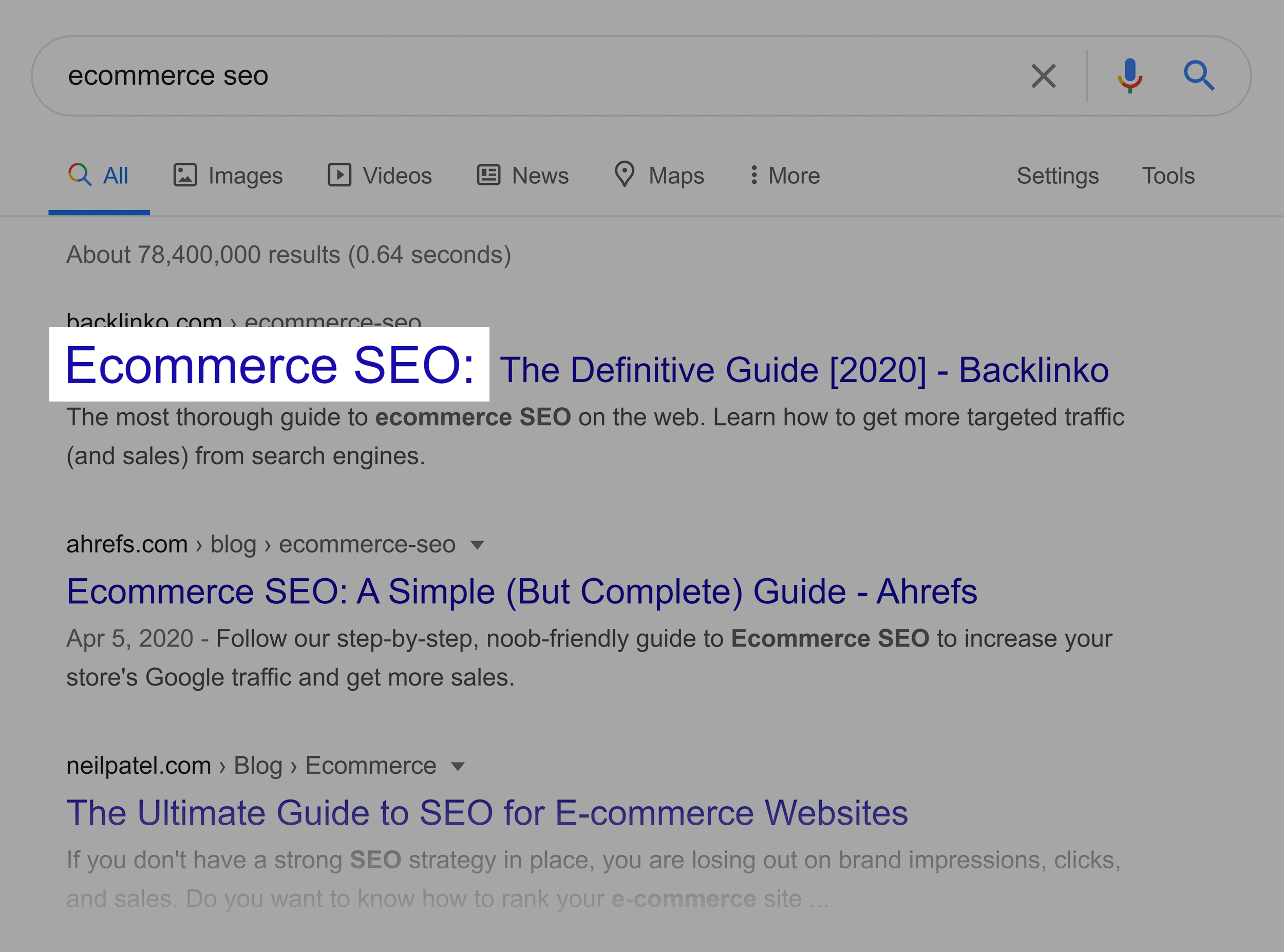 Ecommerce SEO Google SERP
