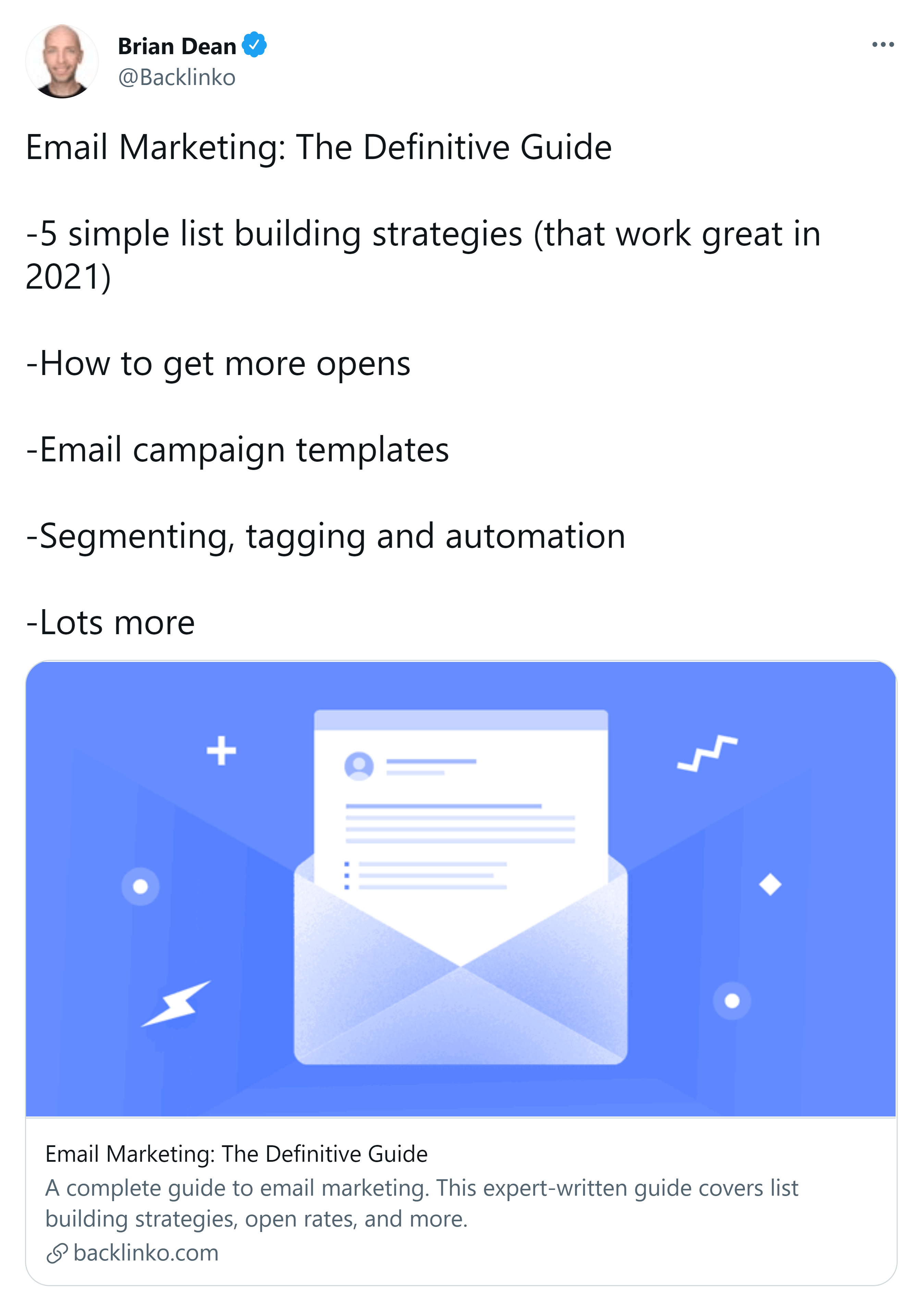 Email marketing guide – Update tweet