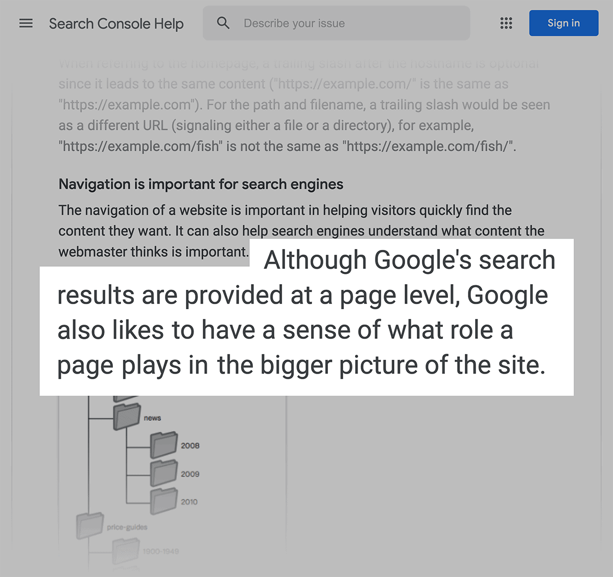 Give Google context about each page