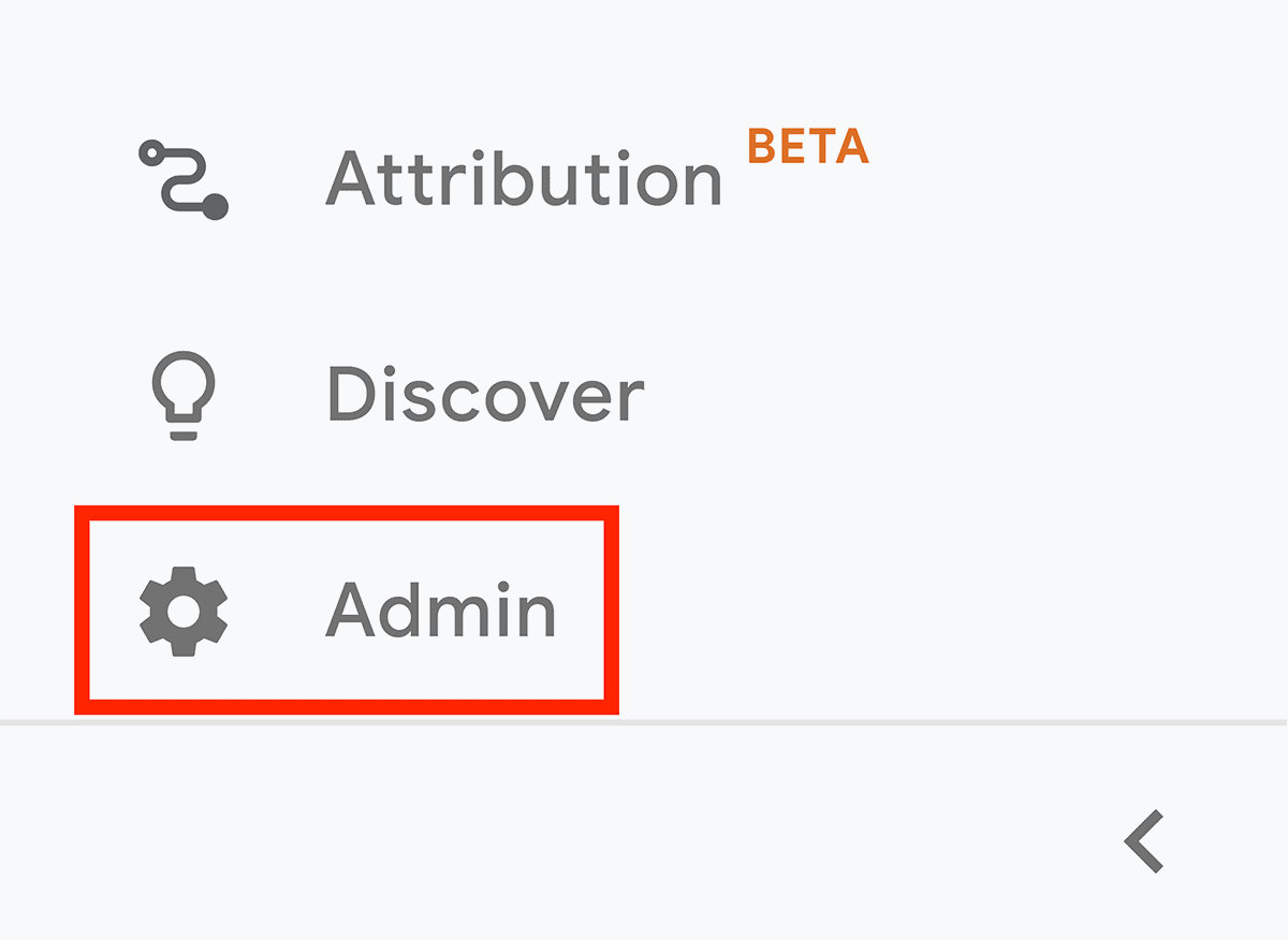 Google Analytics – Admin option