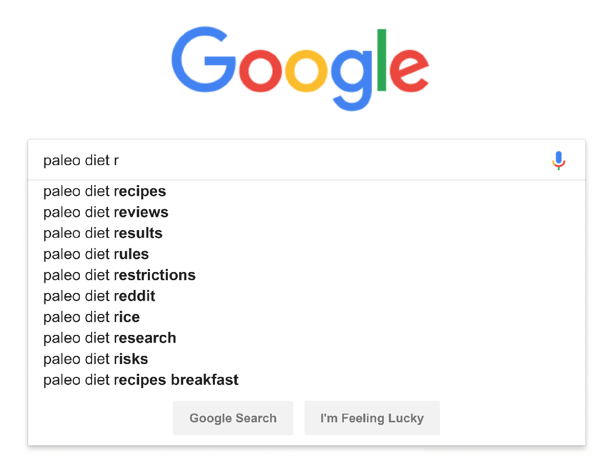 Google – Autocomplete – "paleo diet r"
