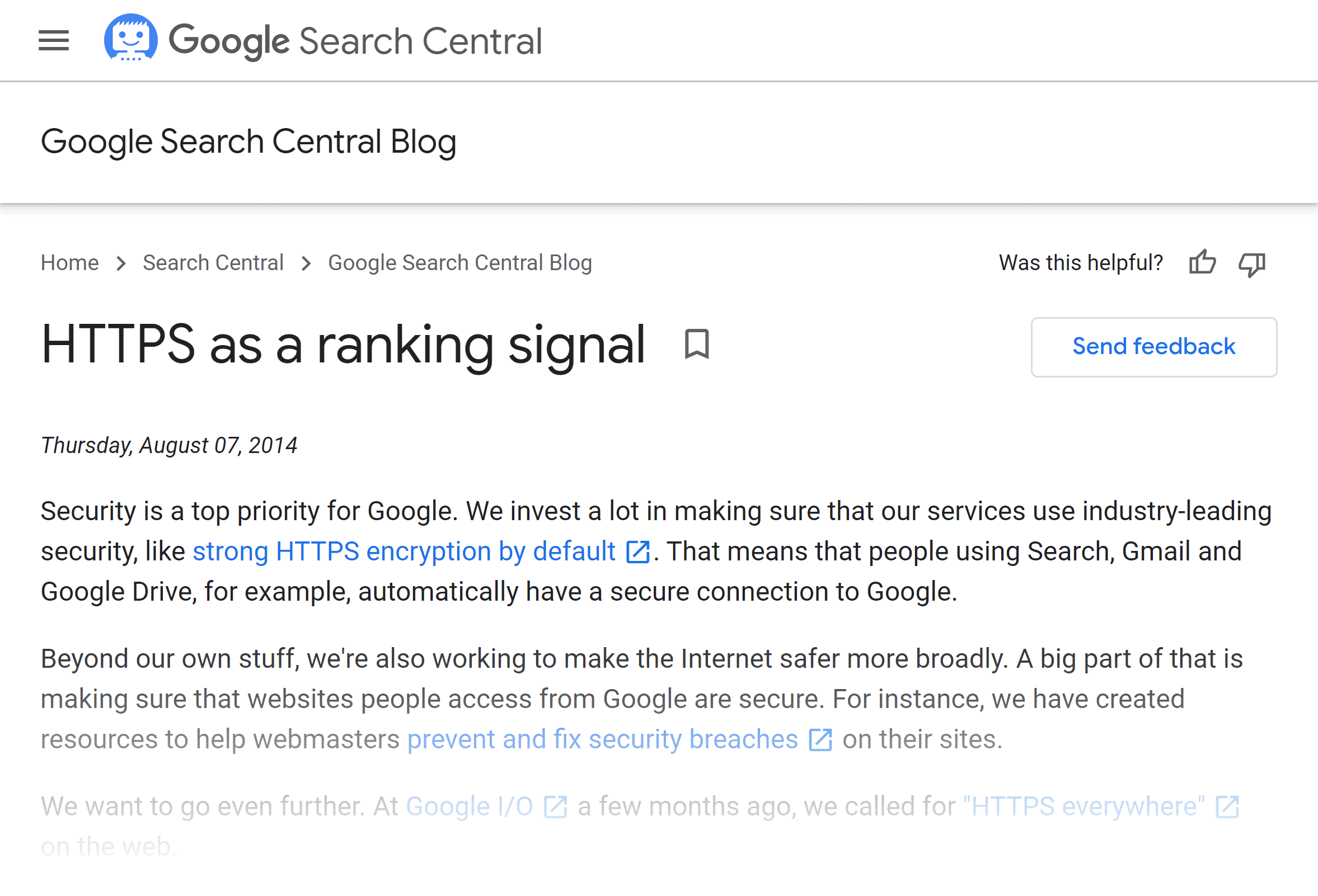 Google blog – HTTPS as a ranking signal