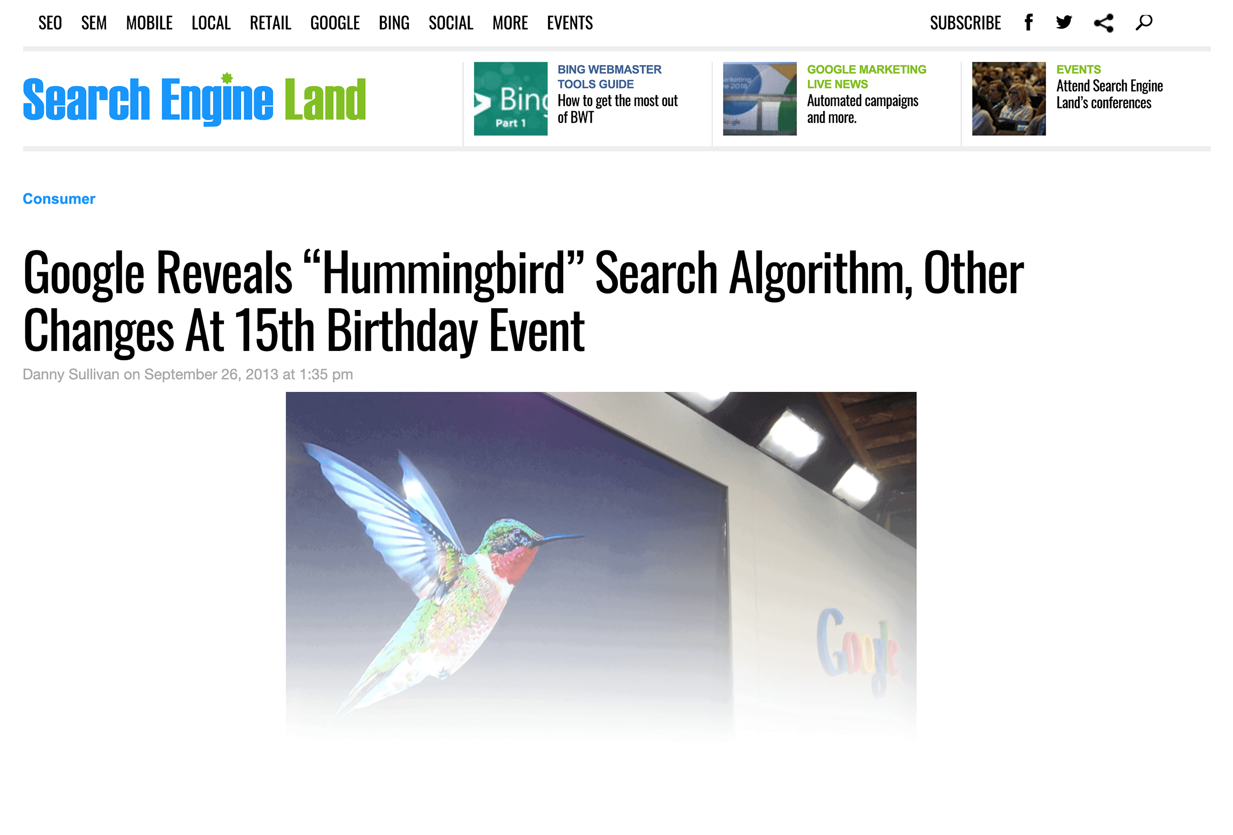 Google Hummingbird algorithm
