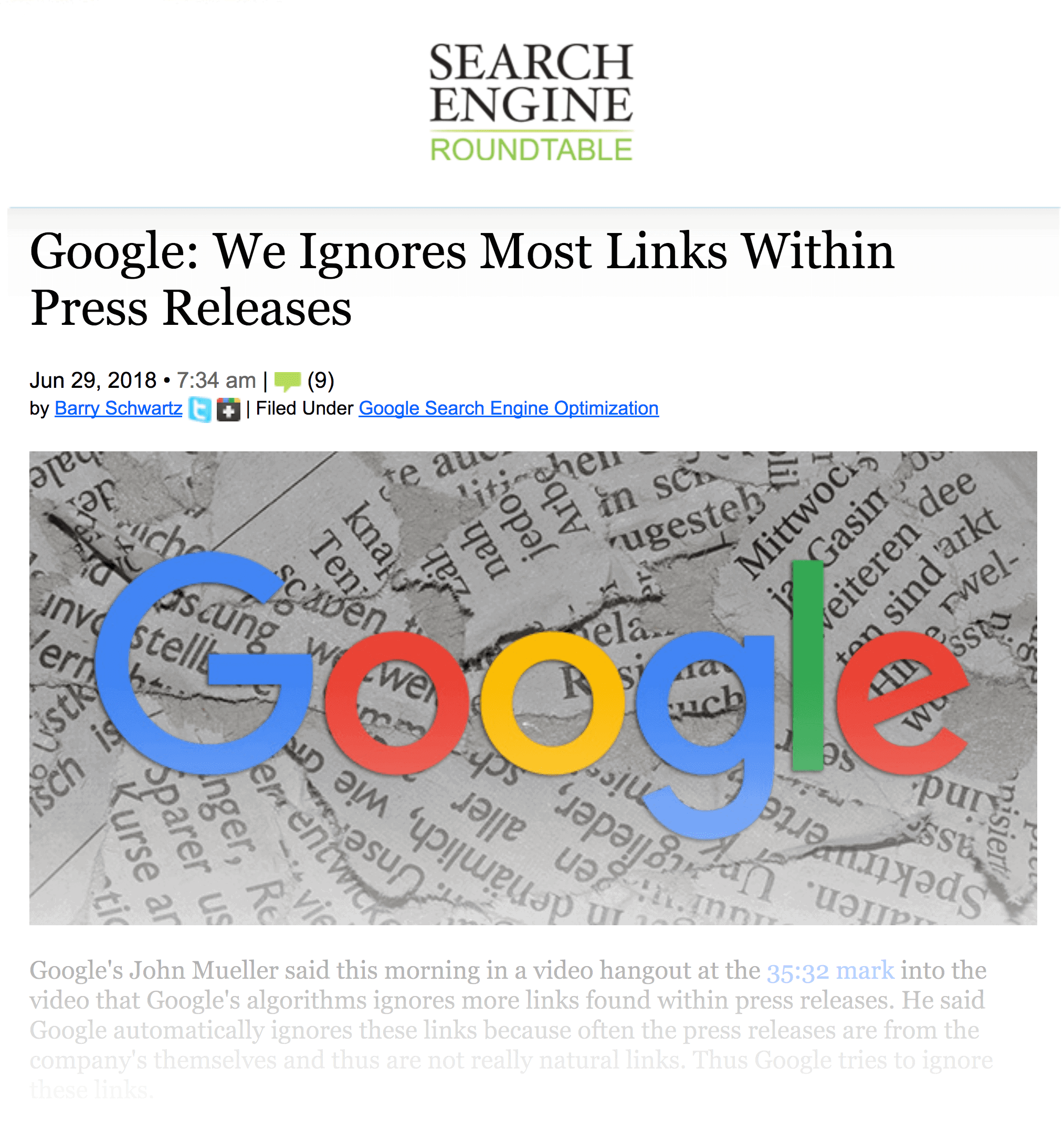 Google ignores links