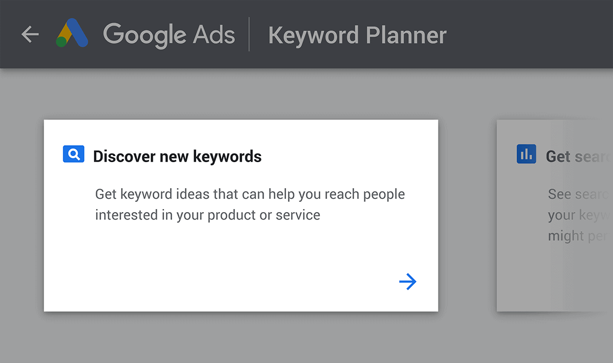 Google Keyword Planner – Discover new keywords