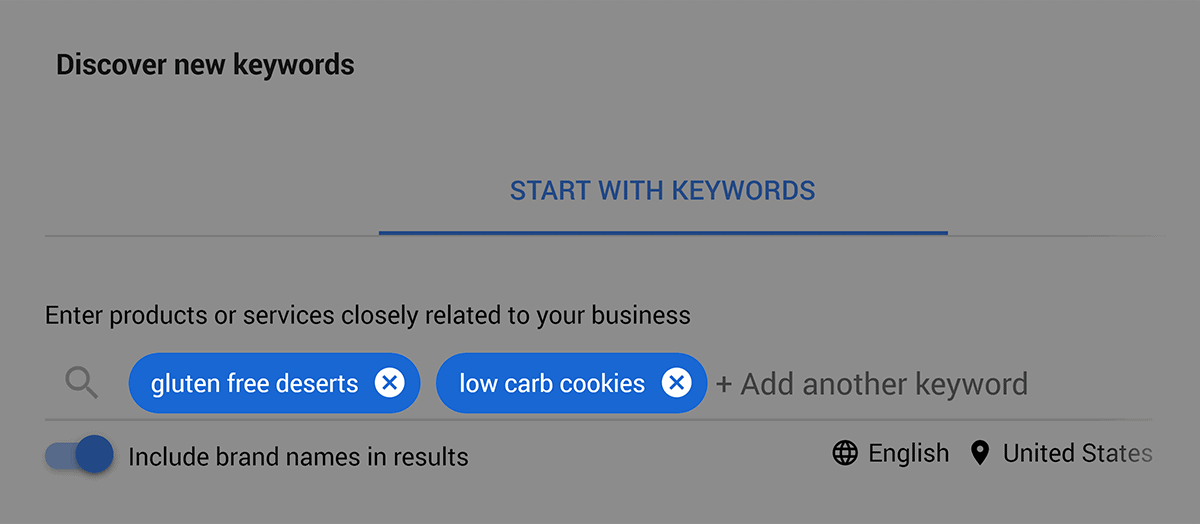 Google Keyword Planner – Multiple keywords