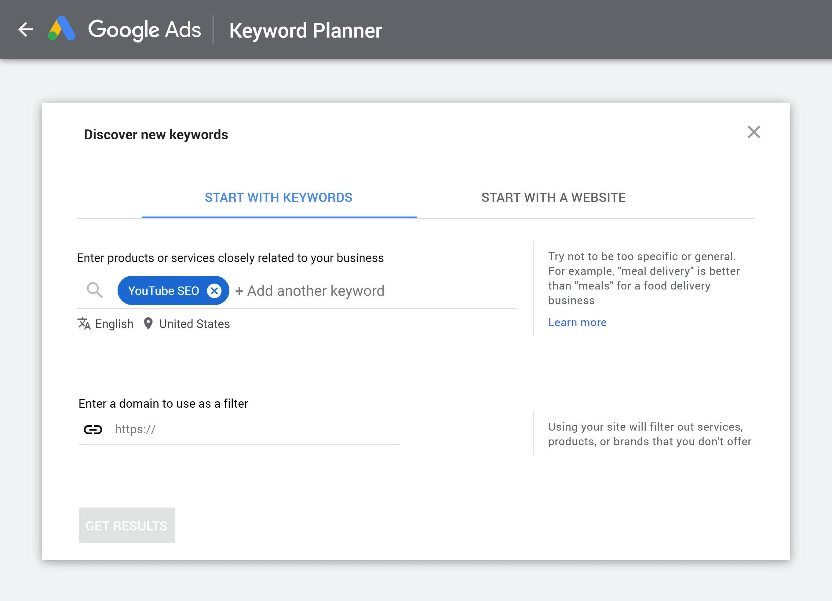Google keyword planner – Search