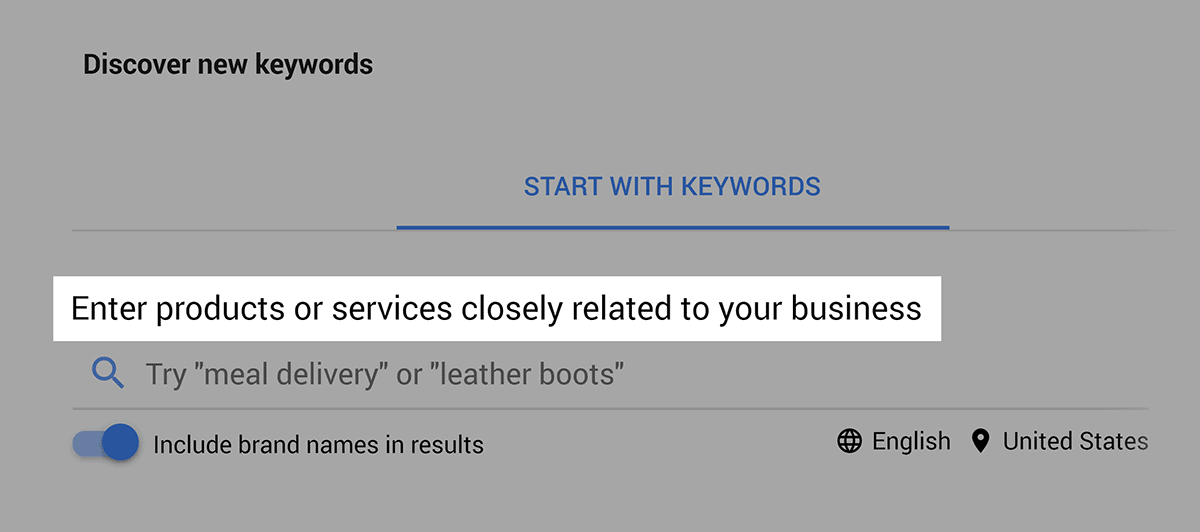 Google Keyword Planner – Start with keywords – Description