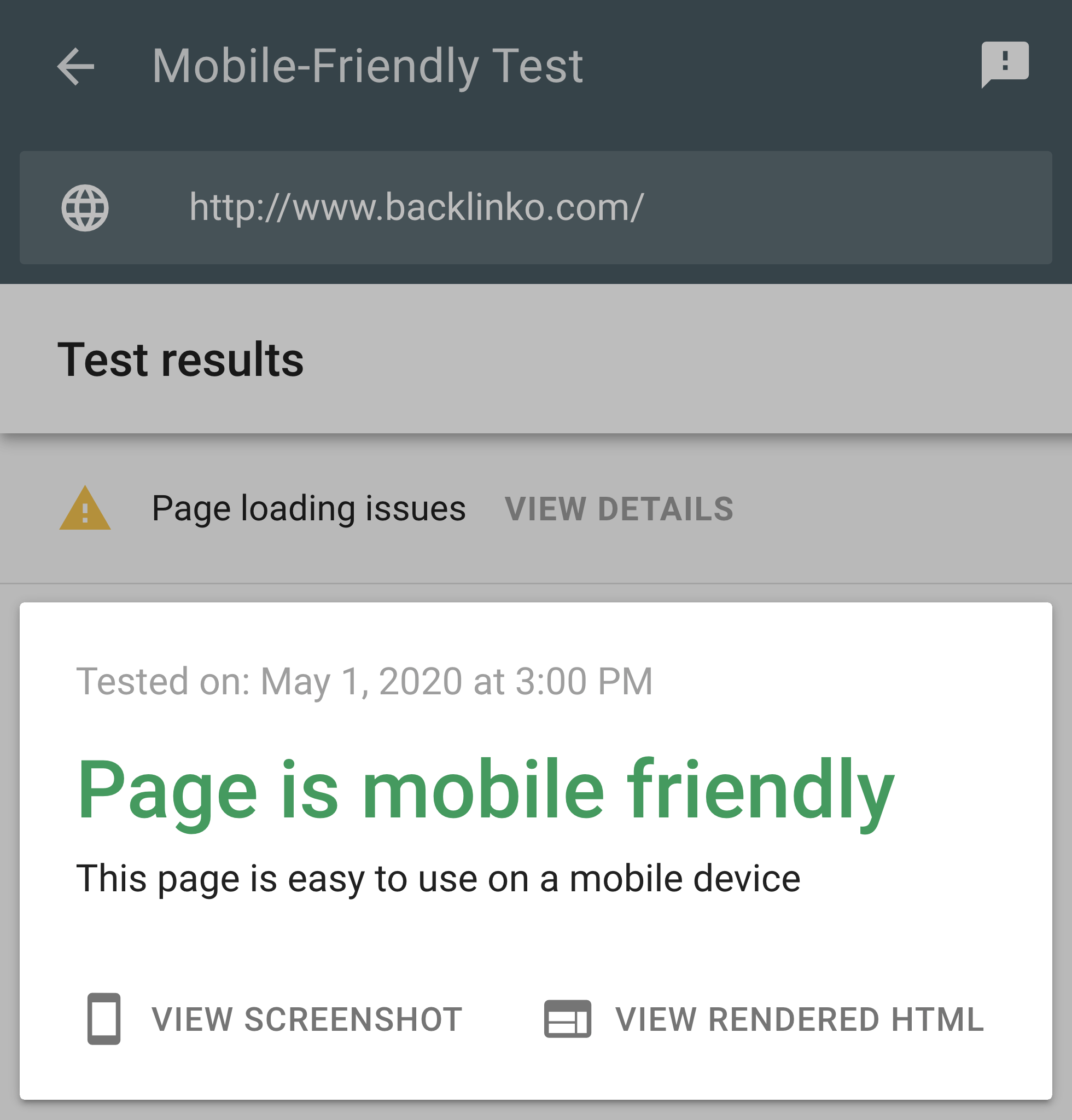 Google mobile-friendly test