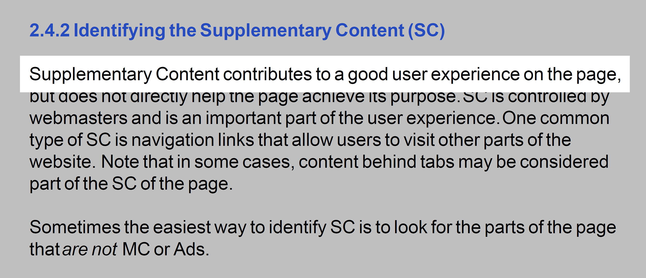 Google on supplementary content