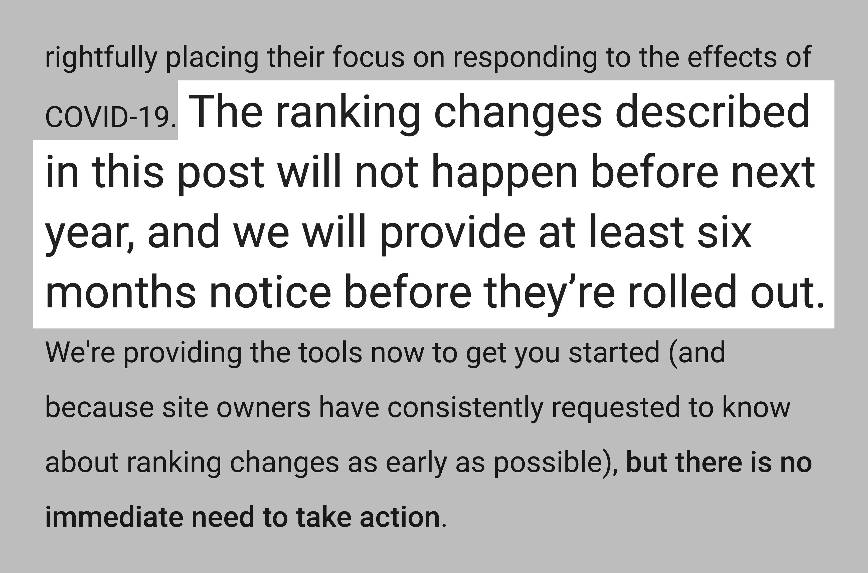 Google on ranking changes next year
