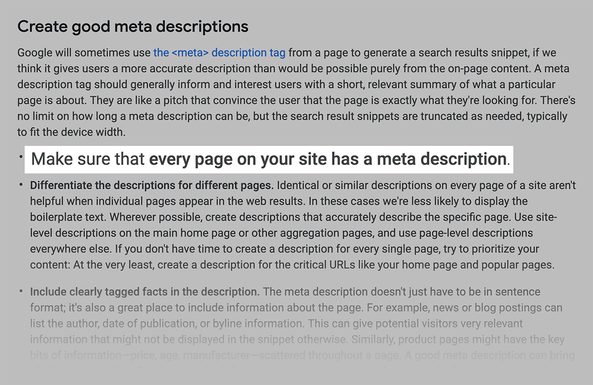 Google Recommends Writing A Unique Meta Description For Every Page