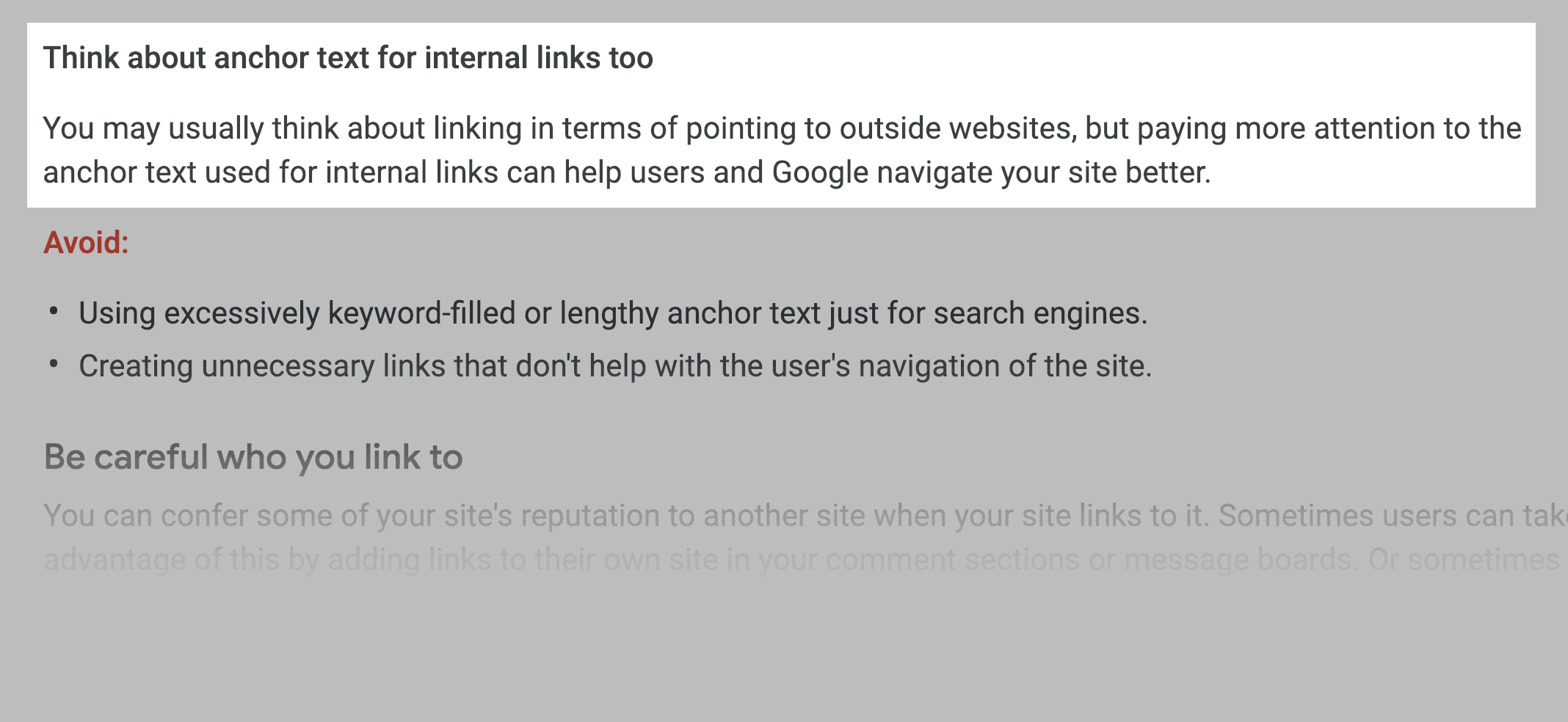 Google recommends that you use keywords in your anchor text