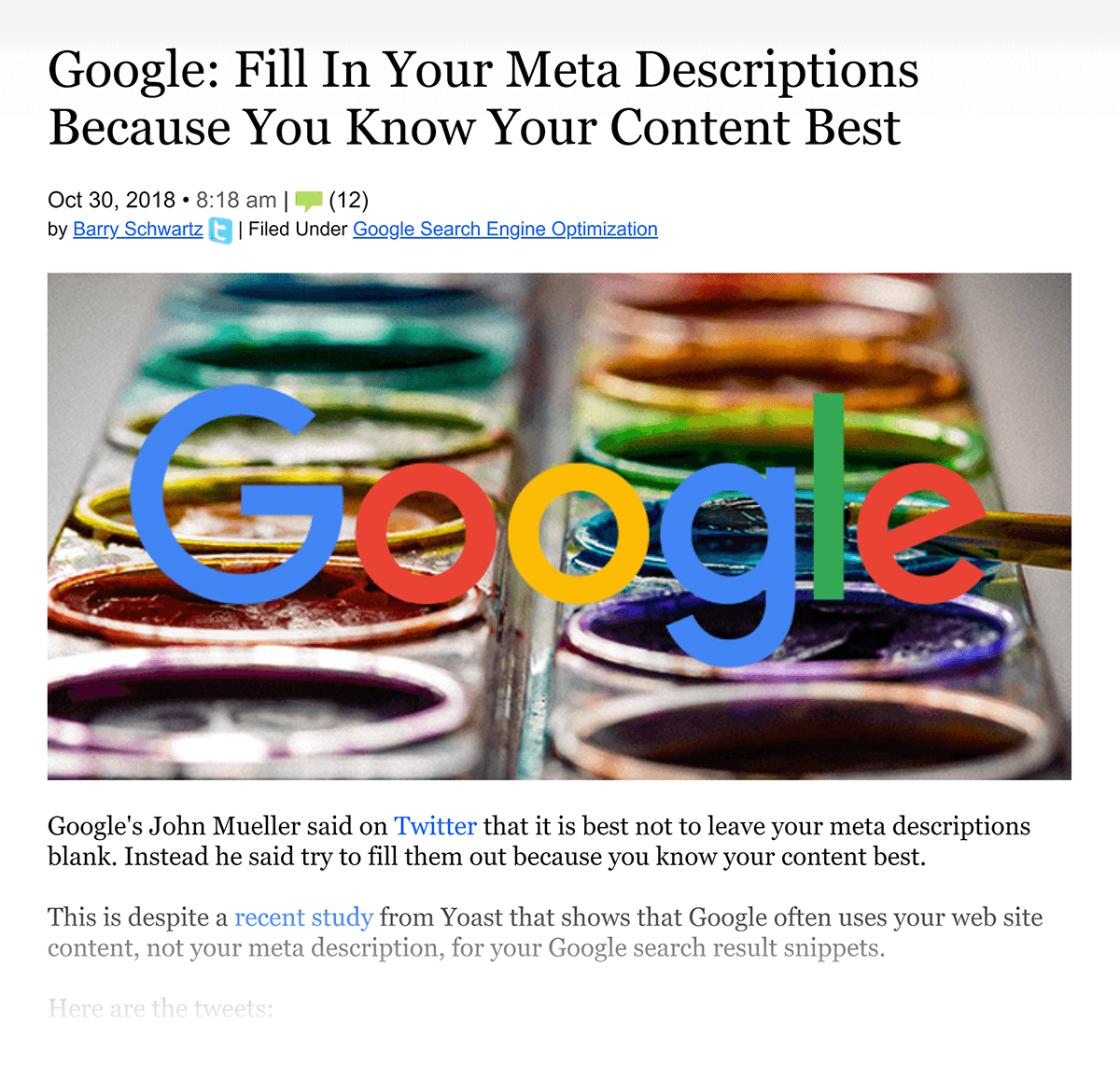 Google says "Fill in your meta descriptions"