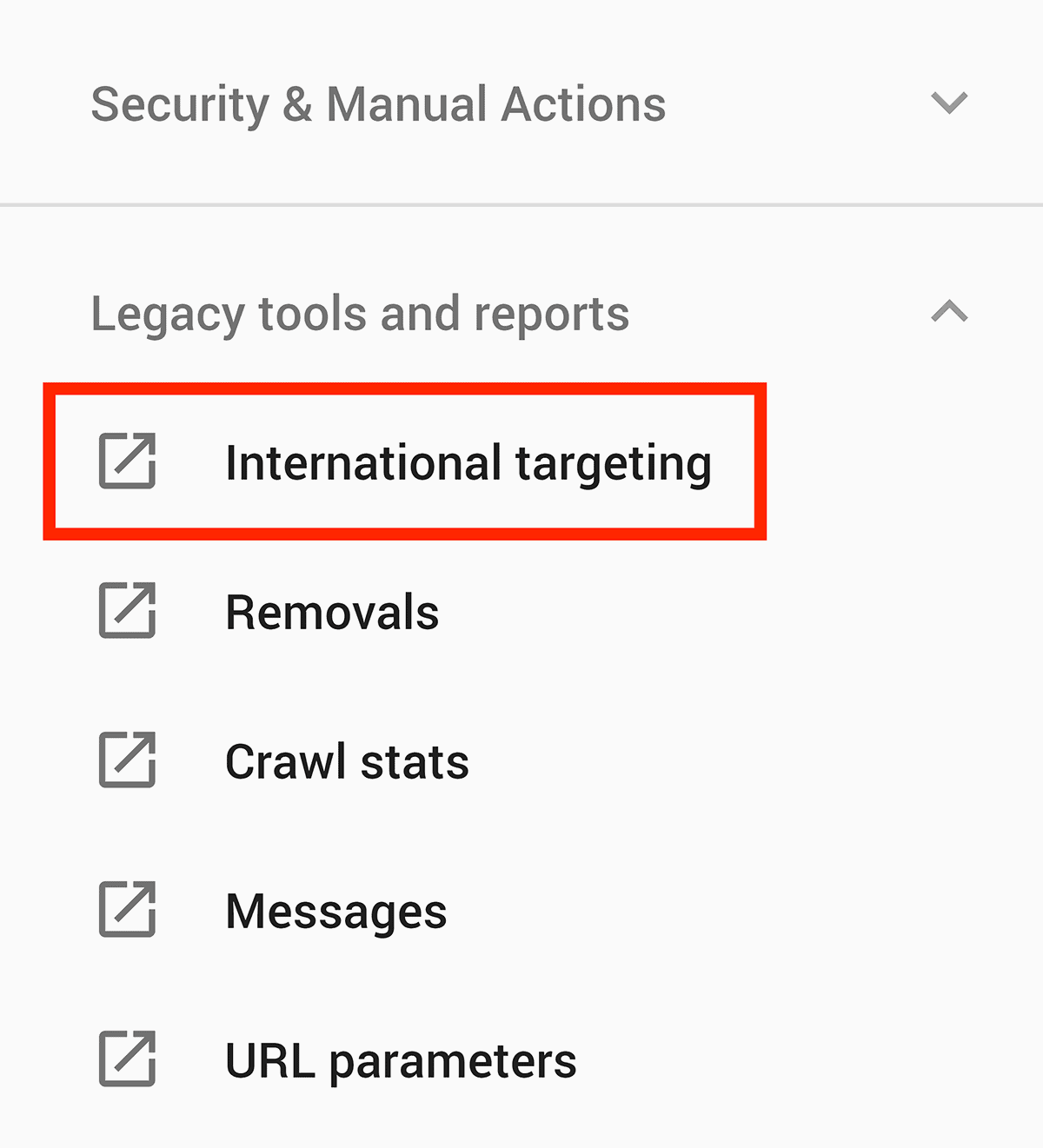 Google Search Console – International targeting