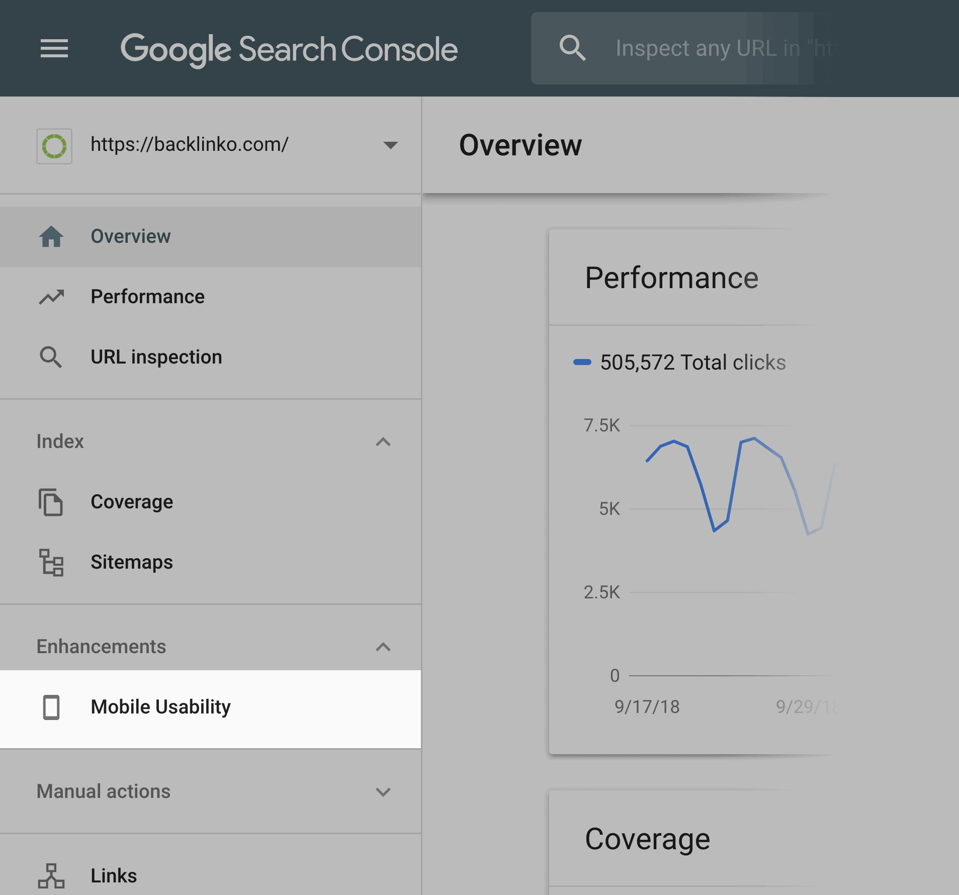 Google Search Console – Mobile Usability section