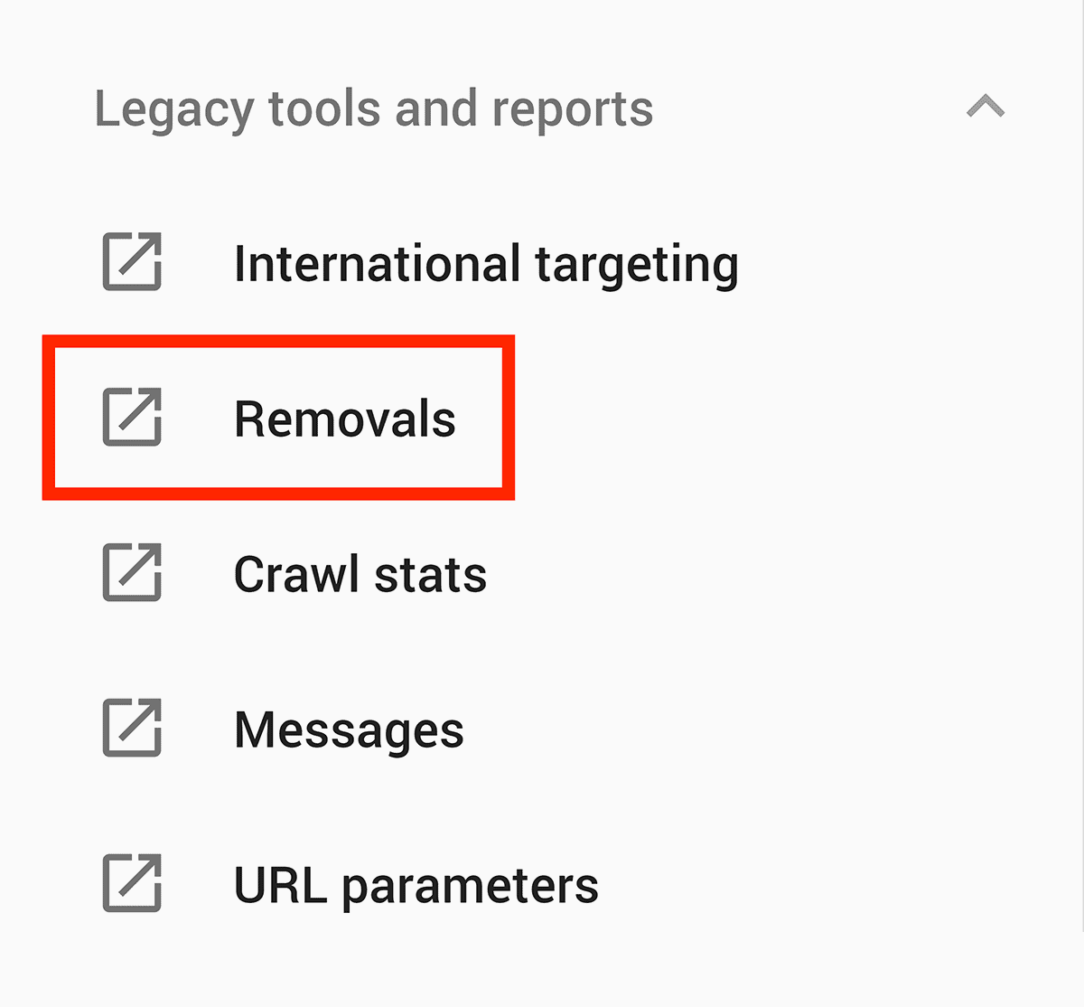 Google Search Console – Removals