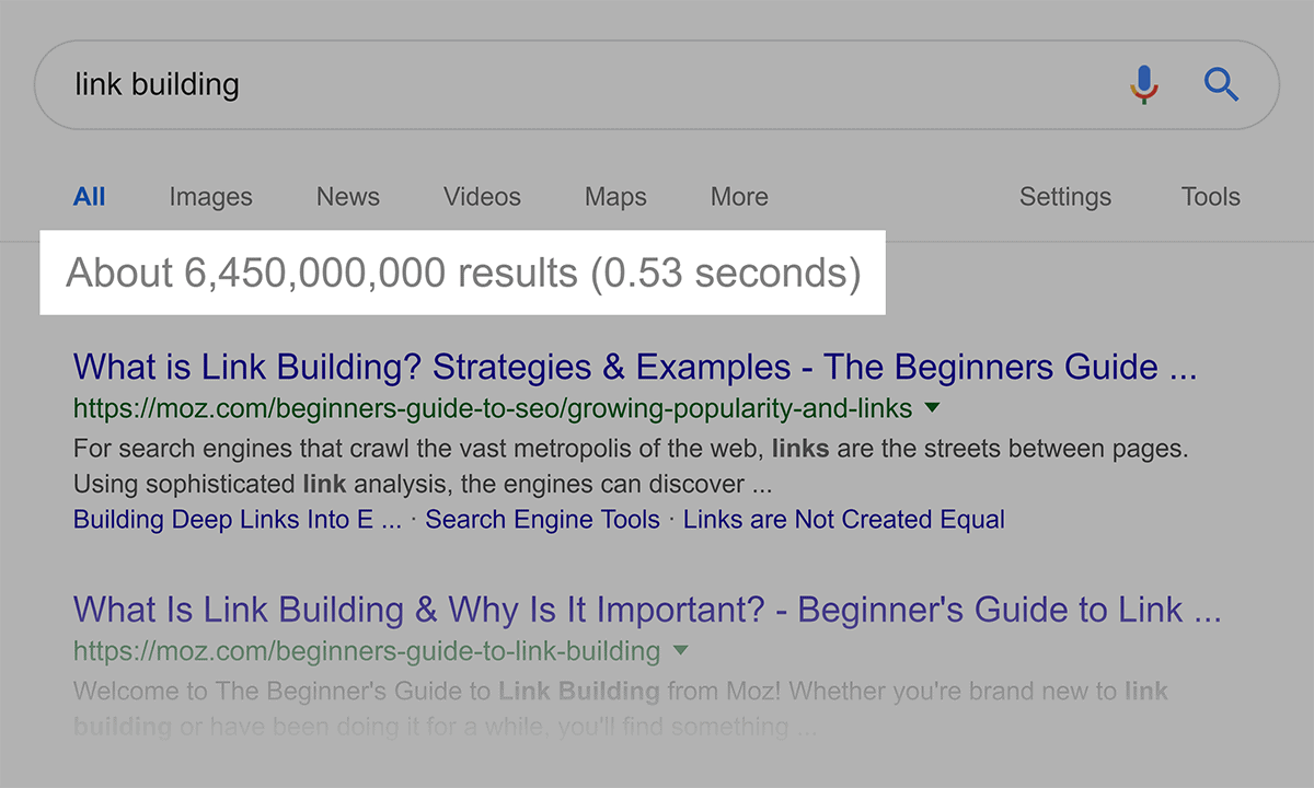 Google search – “link building”