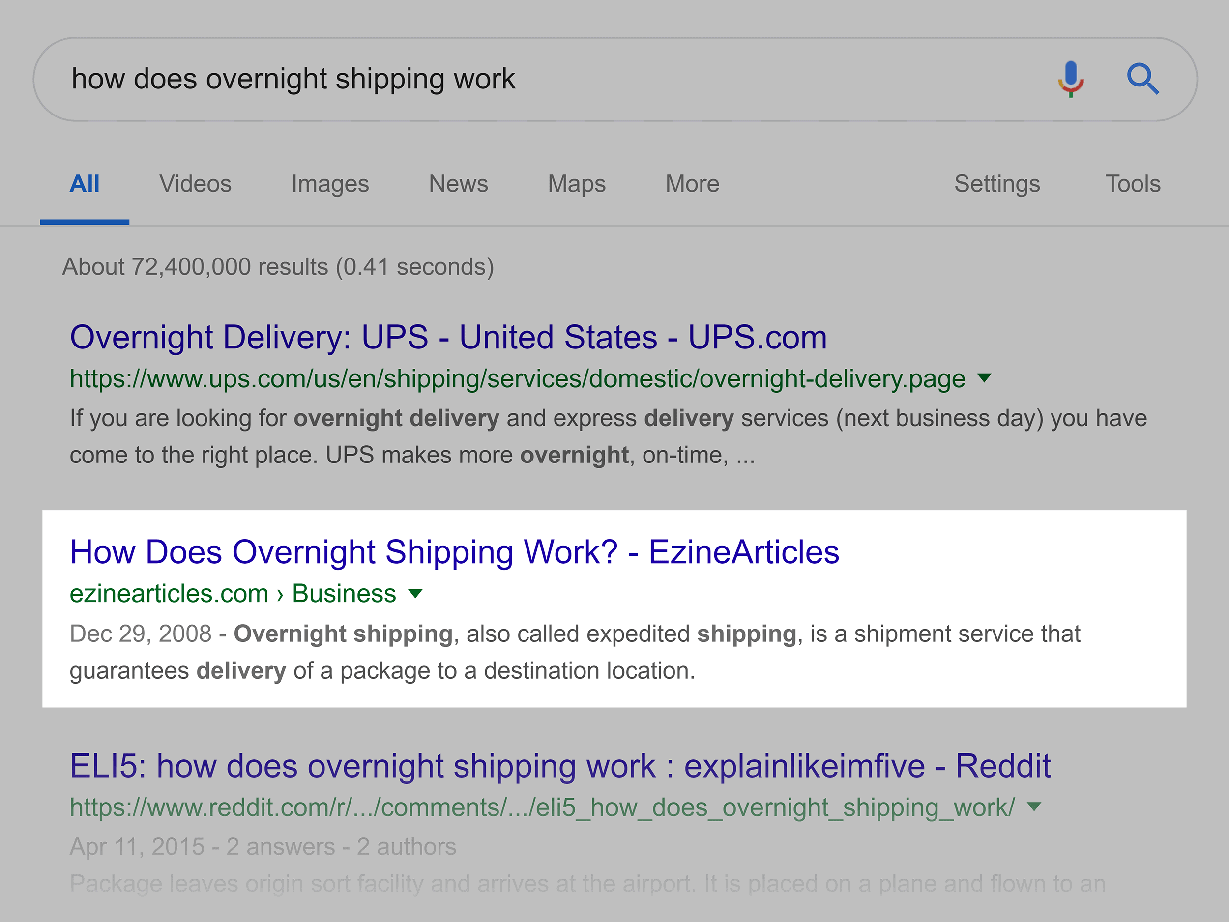 Google search – "how does overnight shipping work"