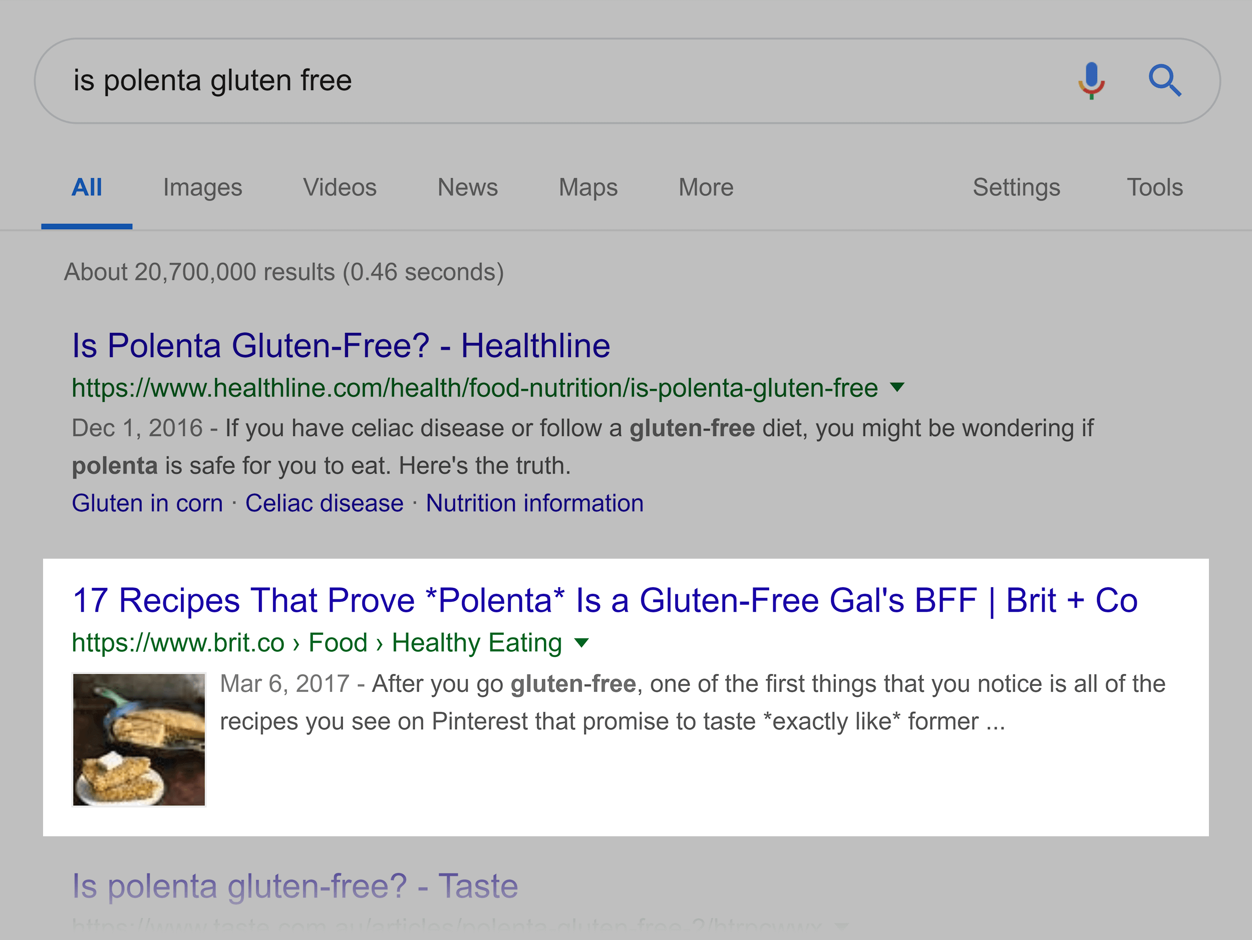 Google search – "polenta"