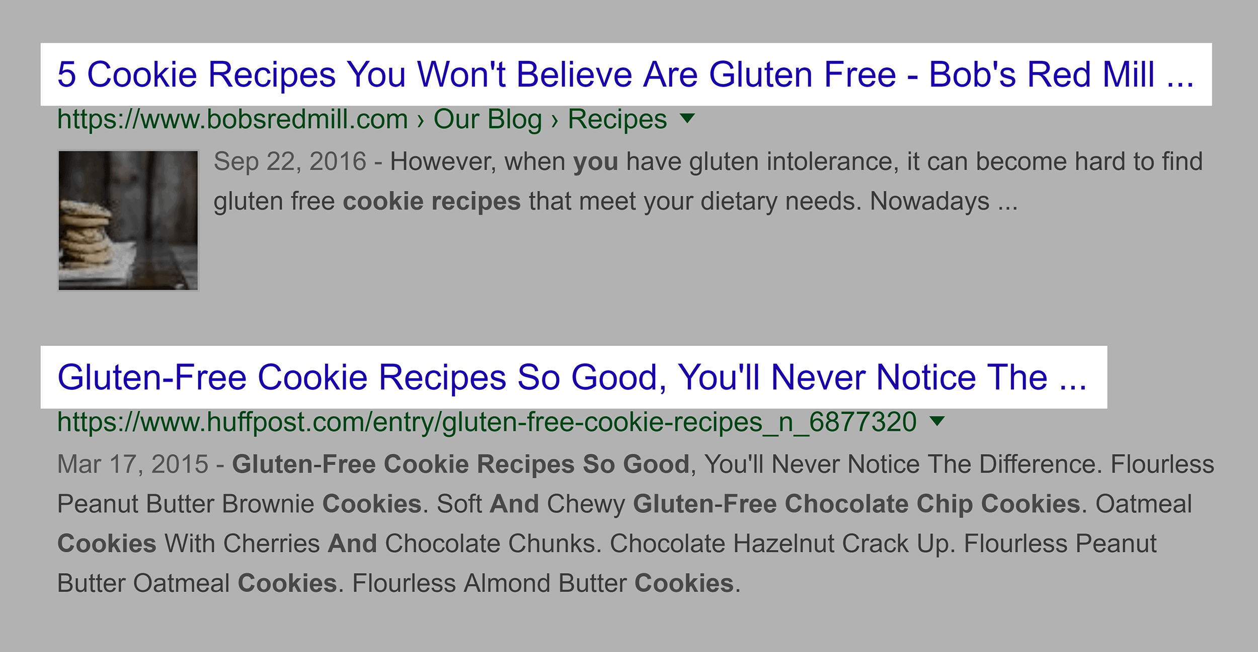 Google search – Titles, similar
