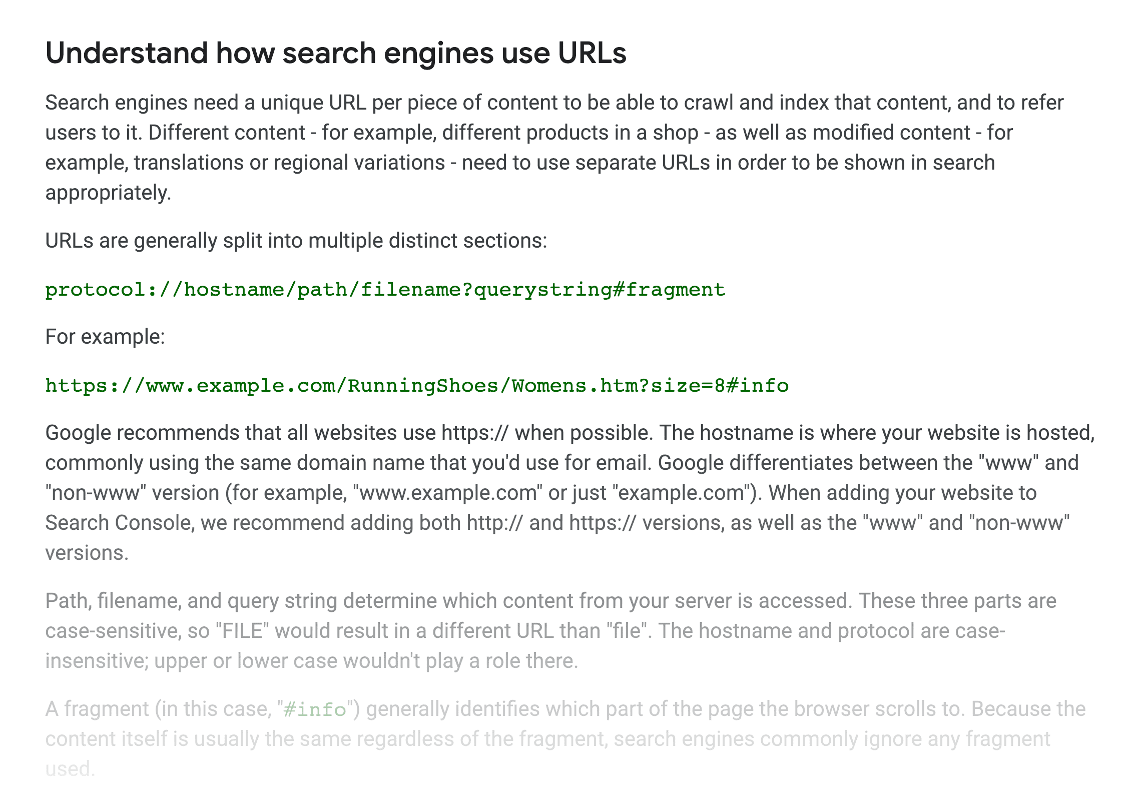 Google SEO Starter Guide – URLs