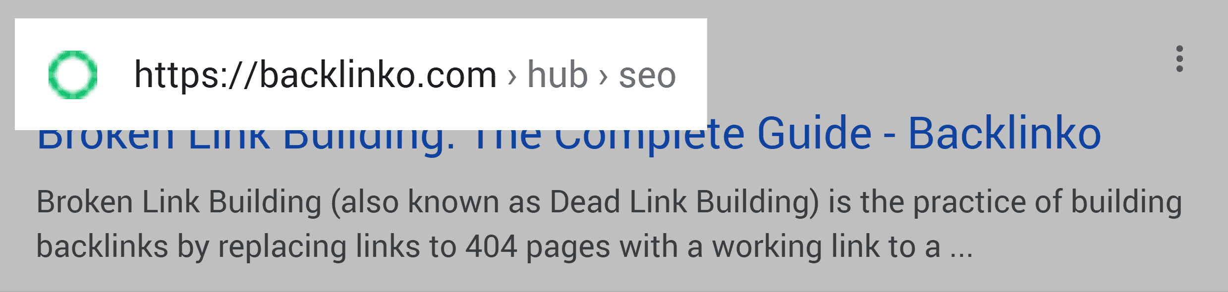 Google SERP – URL structure – Mobile